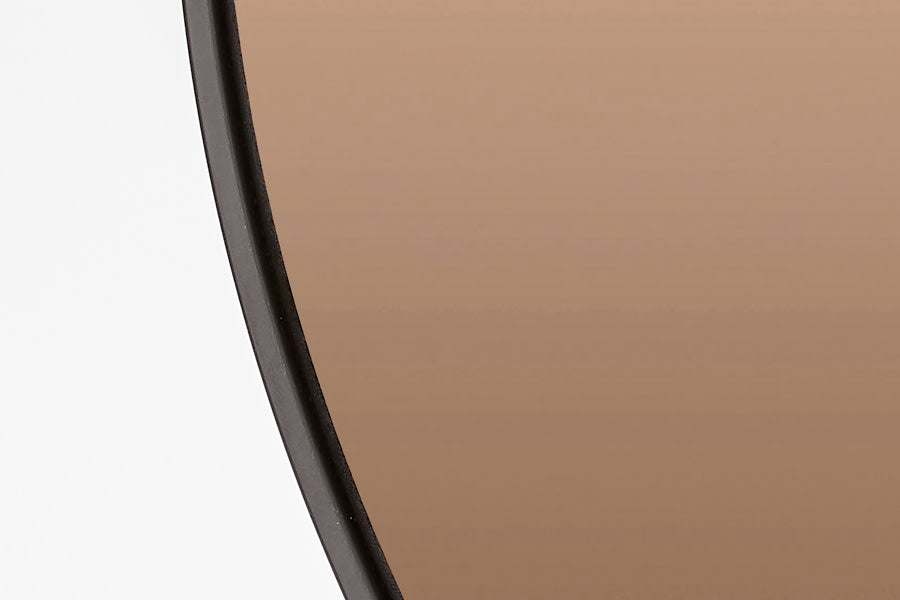 Espejo Brown Glass & Black Round Wall Mirror 96cm