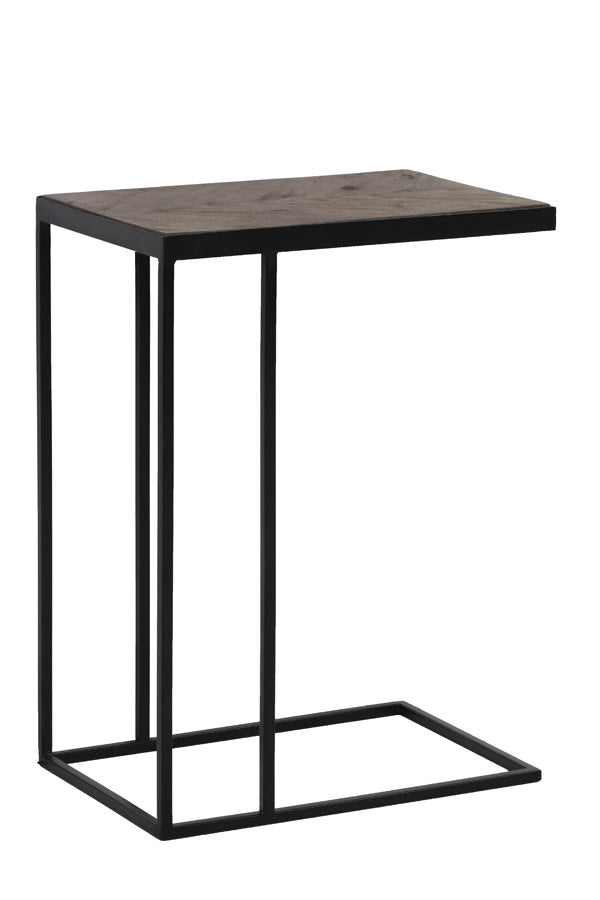 Chisa Brown/Black Mango Wood Rectangular Side Table