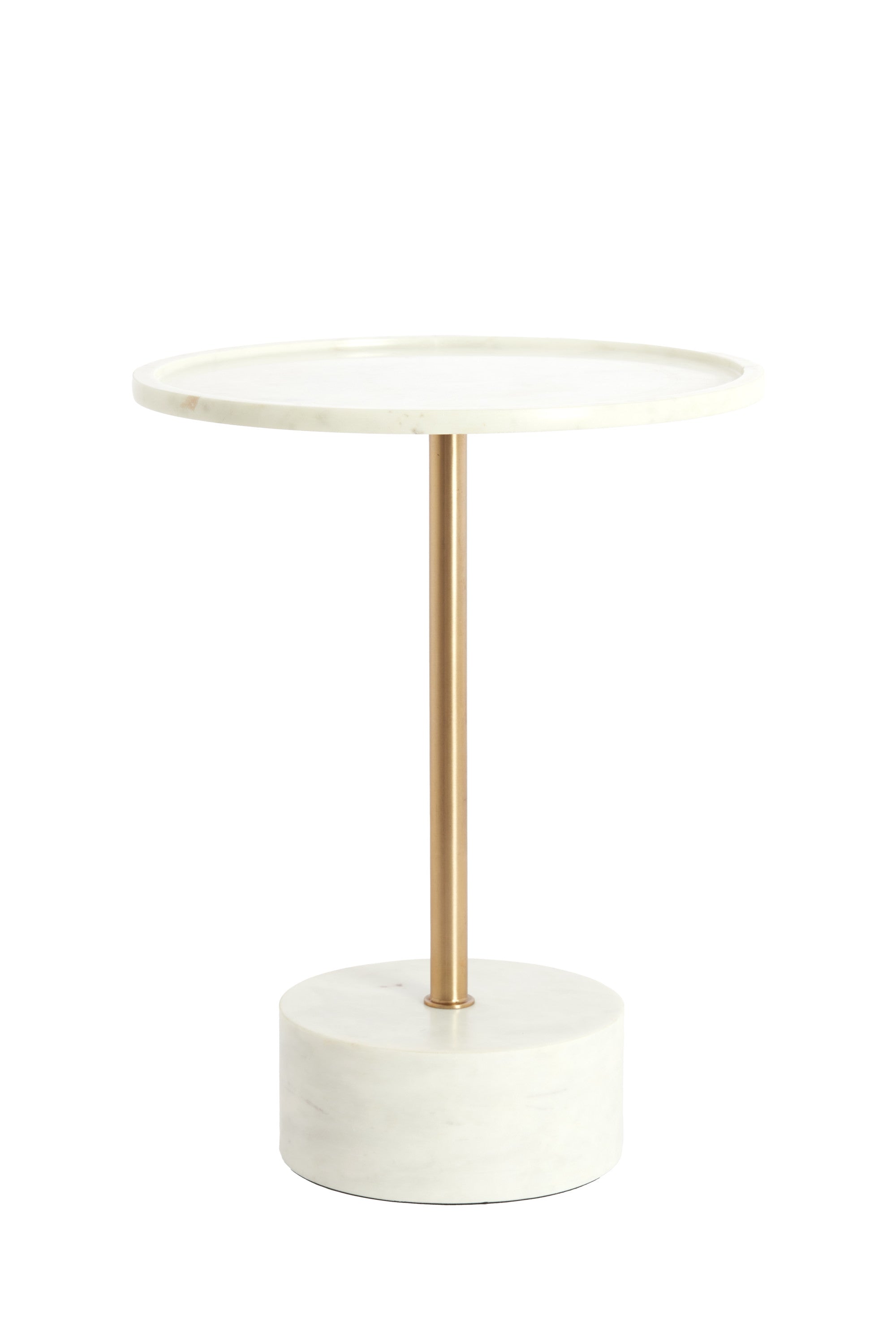 Civita White Marble & Antique Bronze Round Side Table 53cm