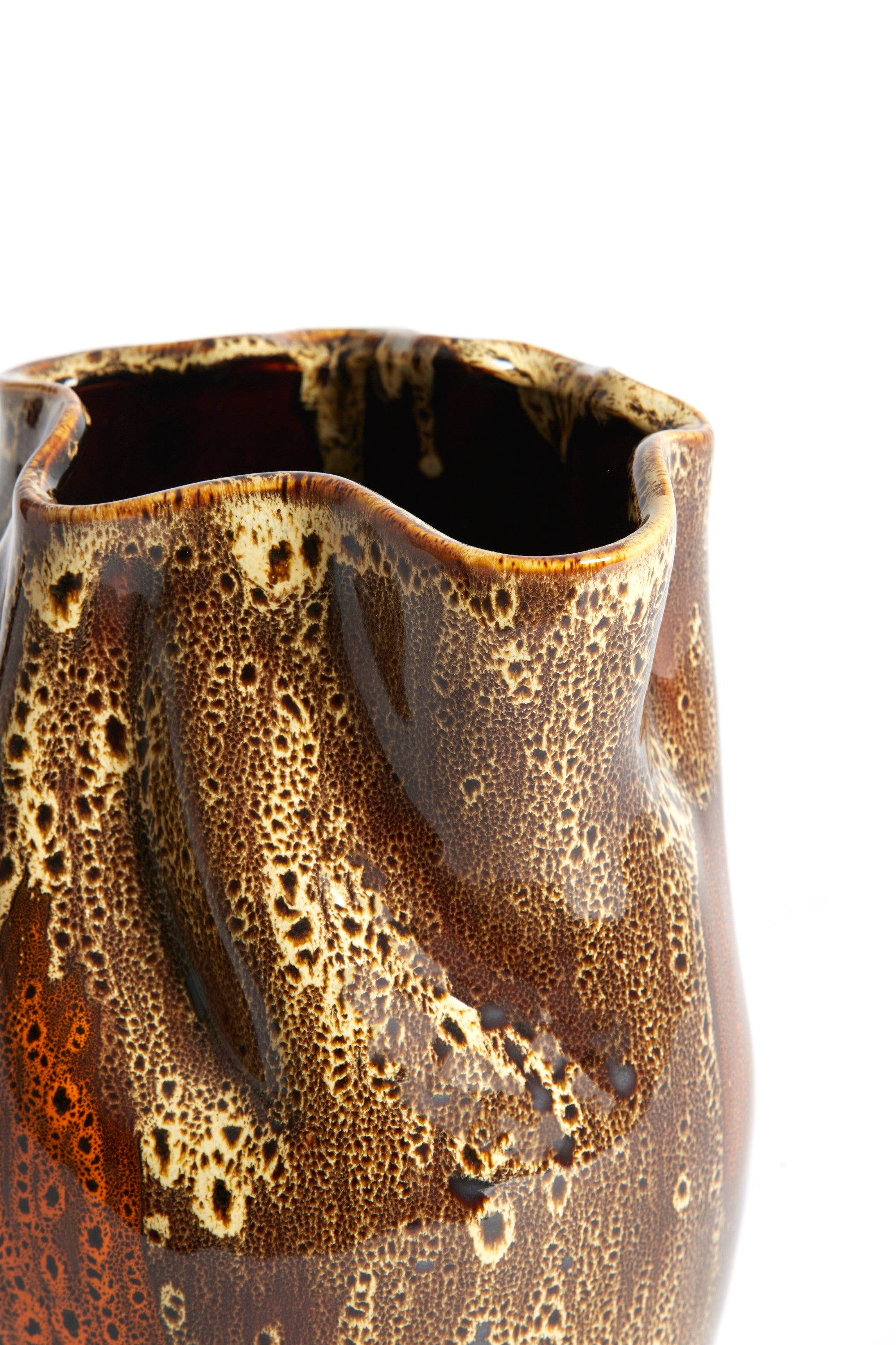 Althea Dark Brown/Cream/Orange Ceramic Vase 30cm