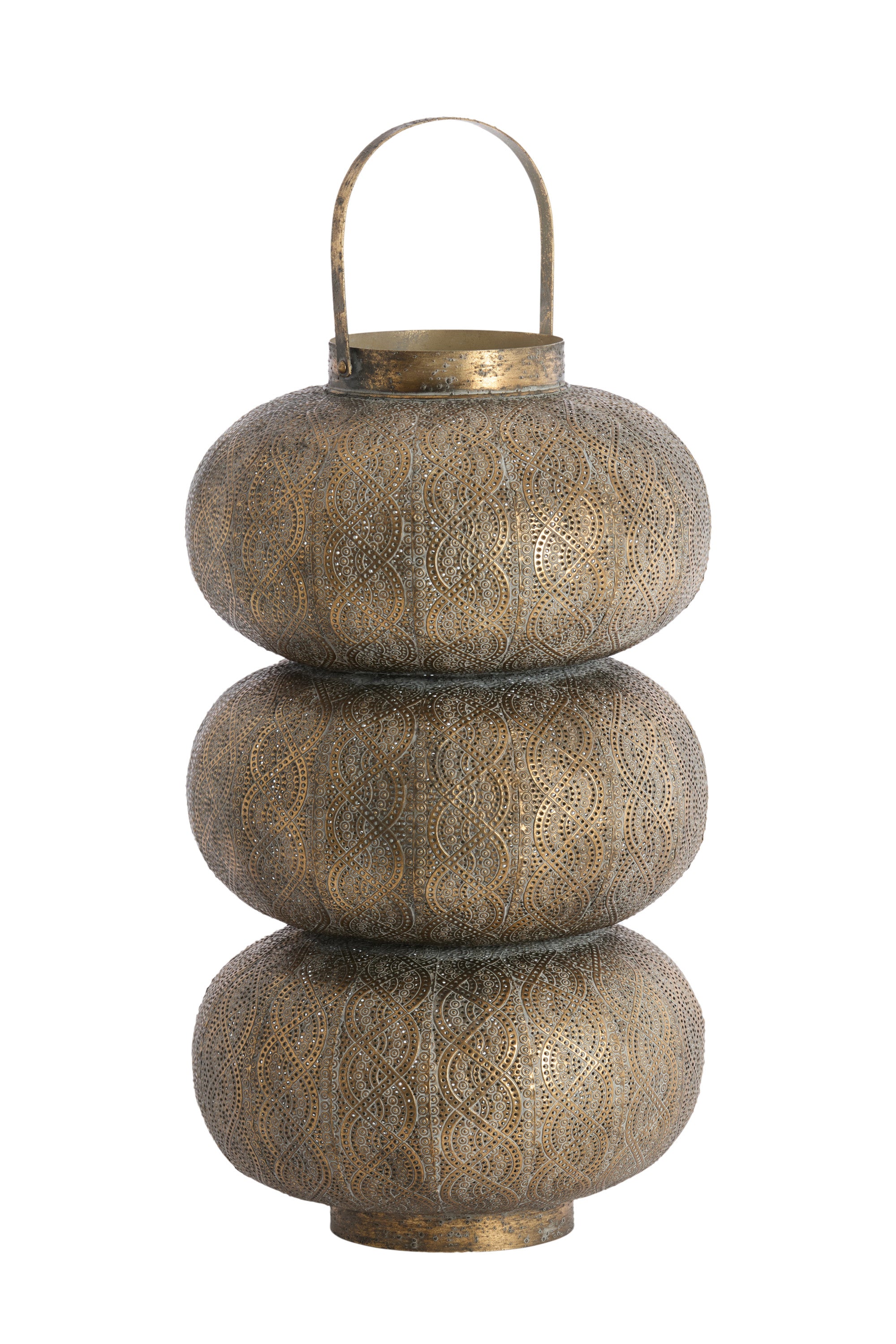 Kaito Brown Gold Metal Hurricane Candle Holder 55.5cm