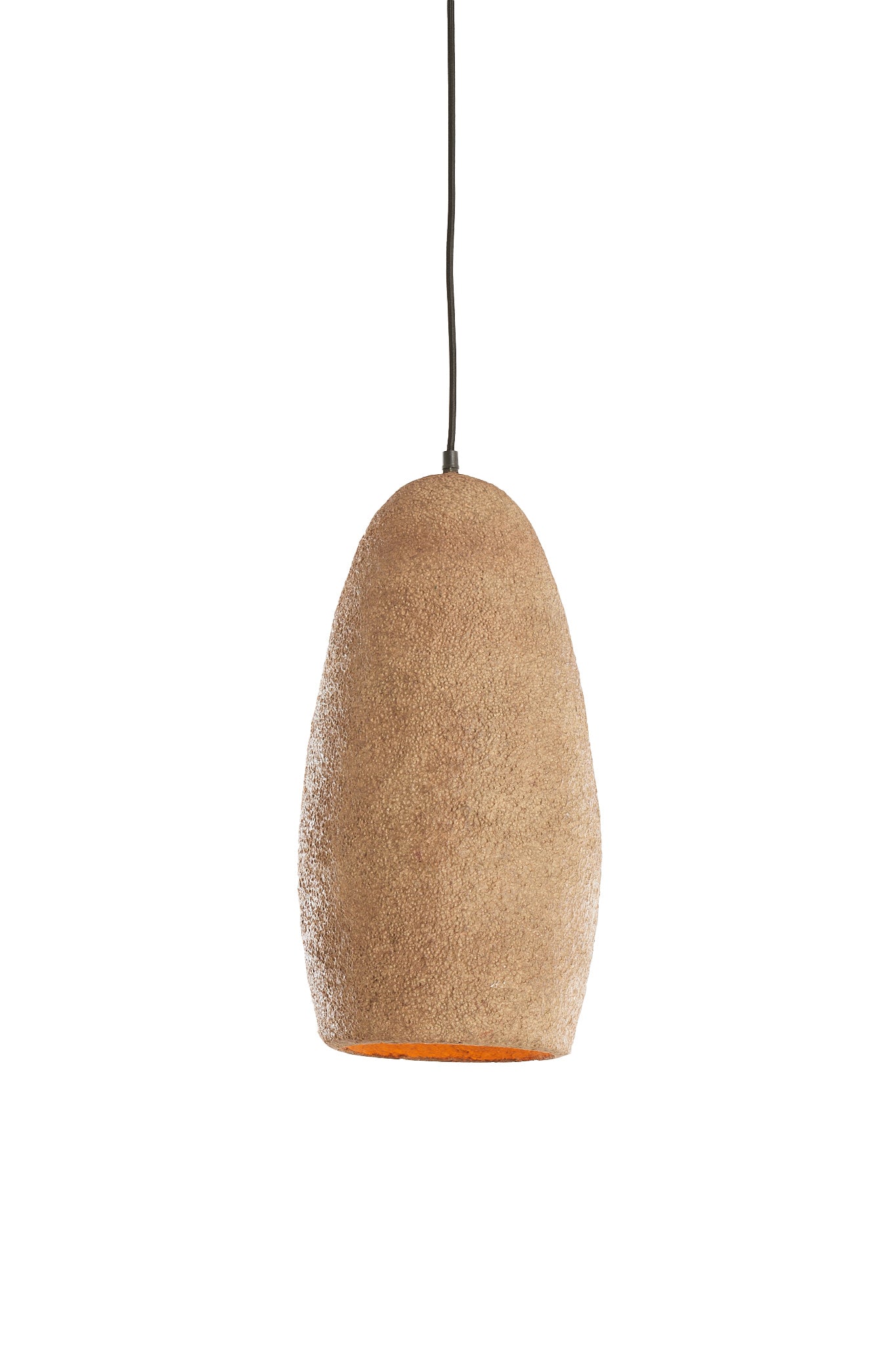 Divala Antique Dark Terracotta Papier Mâché Pendant Light 26cm