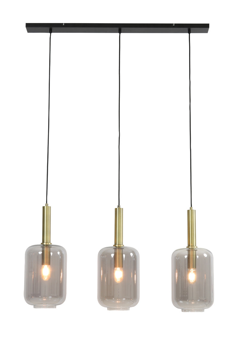 Lekar Antique Bronze & Smoked Glass 3 Light Pendant Light