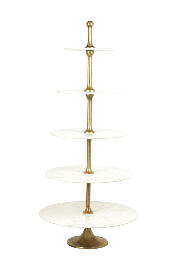 Vermentino White Marble & Antique Bronze 5 Tier Display Unit