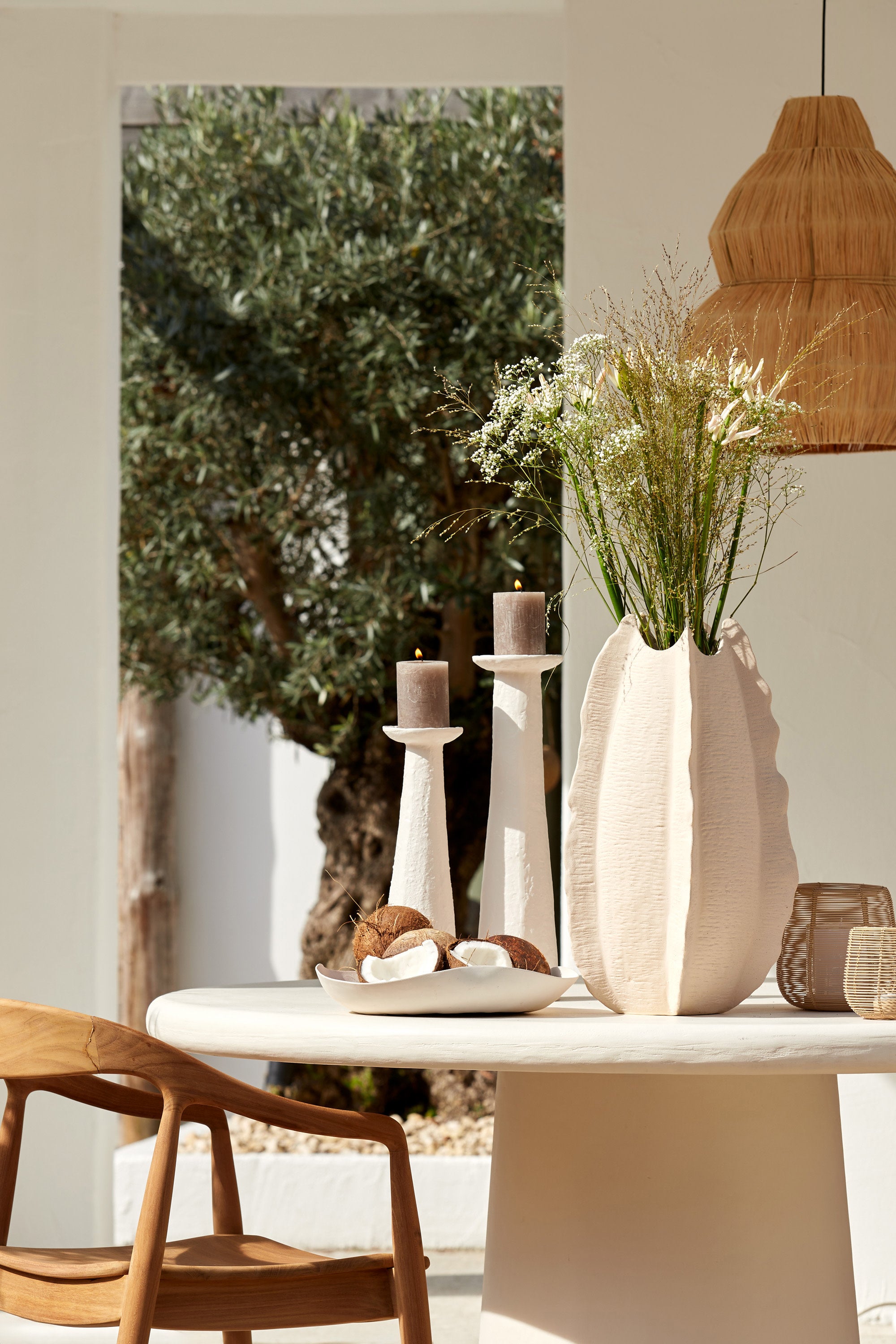 Kelapa Cream Ceramic Vase 53cm