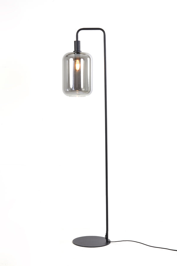 Lekar Black & Smoked Glass Floor Lamp