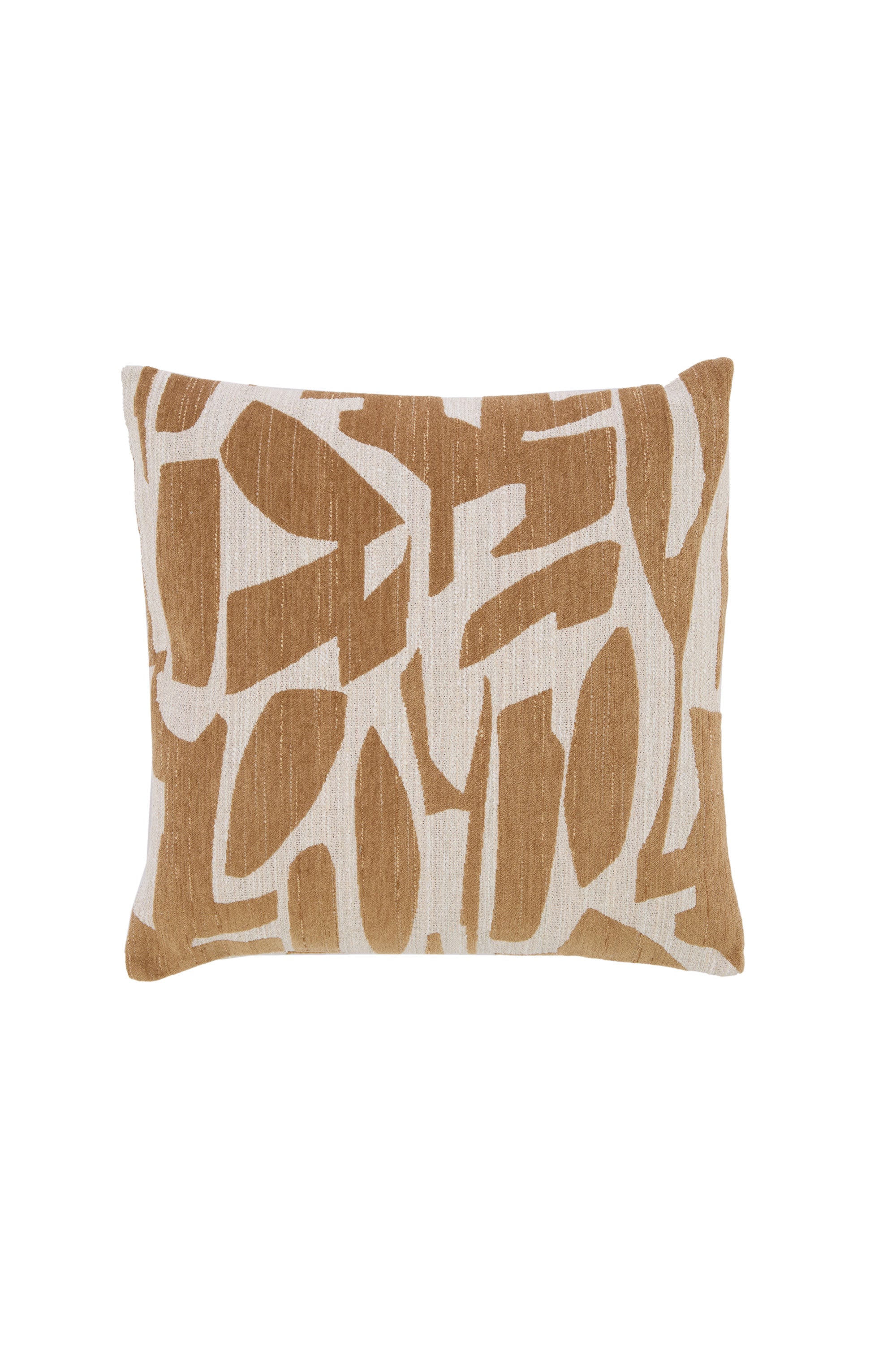 Peoria Ochre Yellow & Cream Abstract Feather Filled Square Cushion 45x45cm