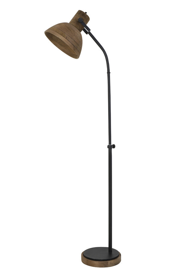 Imbert Brown Wood & Matt Black Floor Lamp