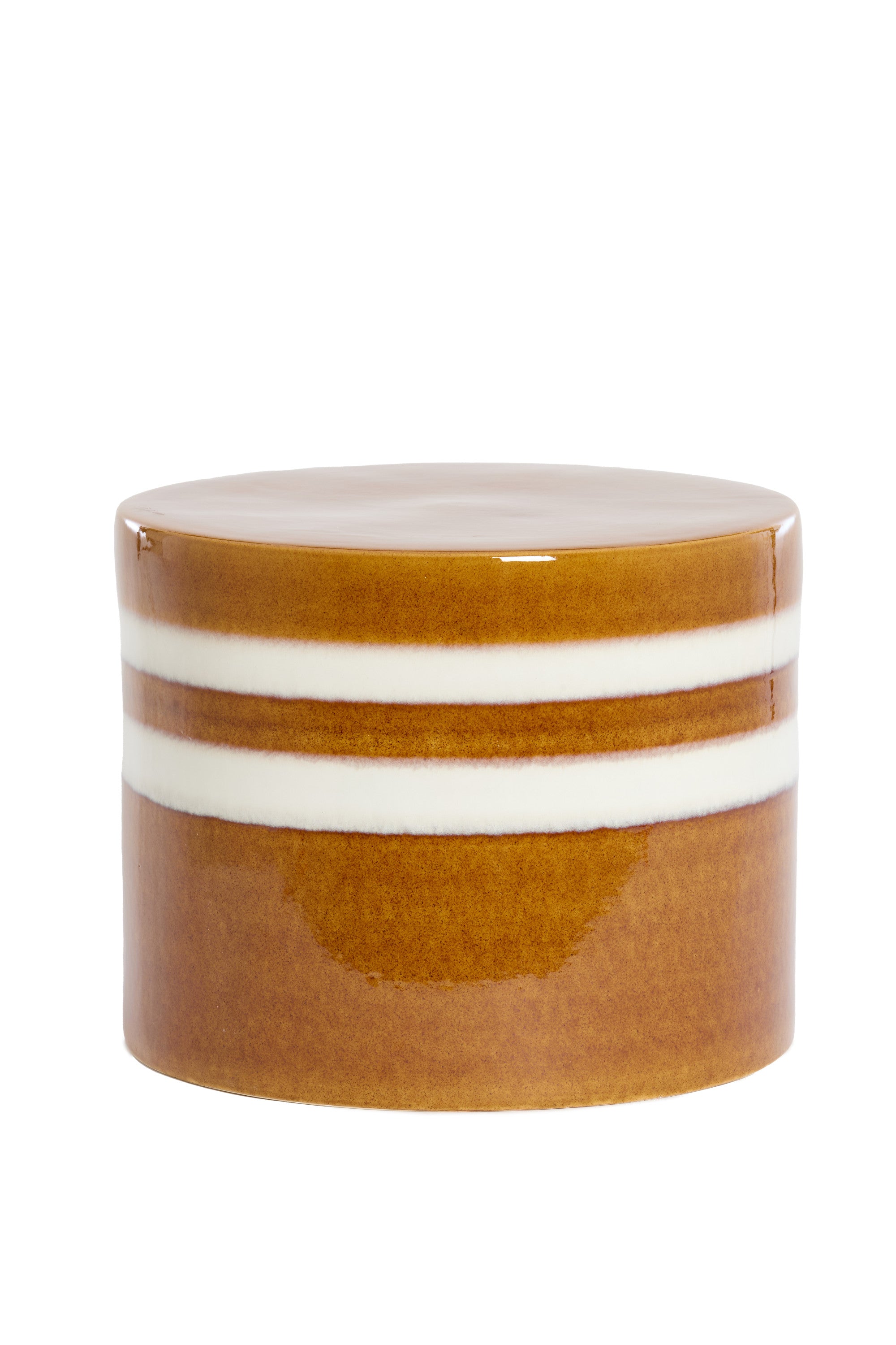 Mooca Cognac/White Ceramic Round Side Table 34cm