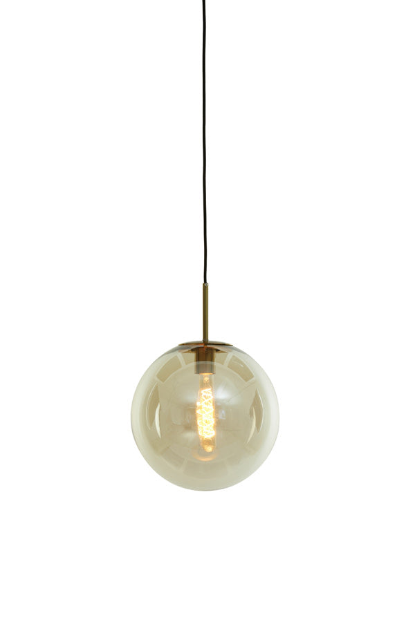 Medina Amber Glass & Gold Pendant Light 30cm