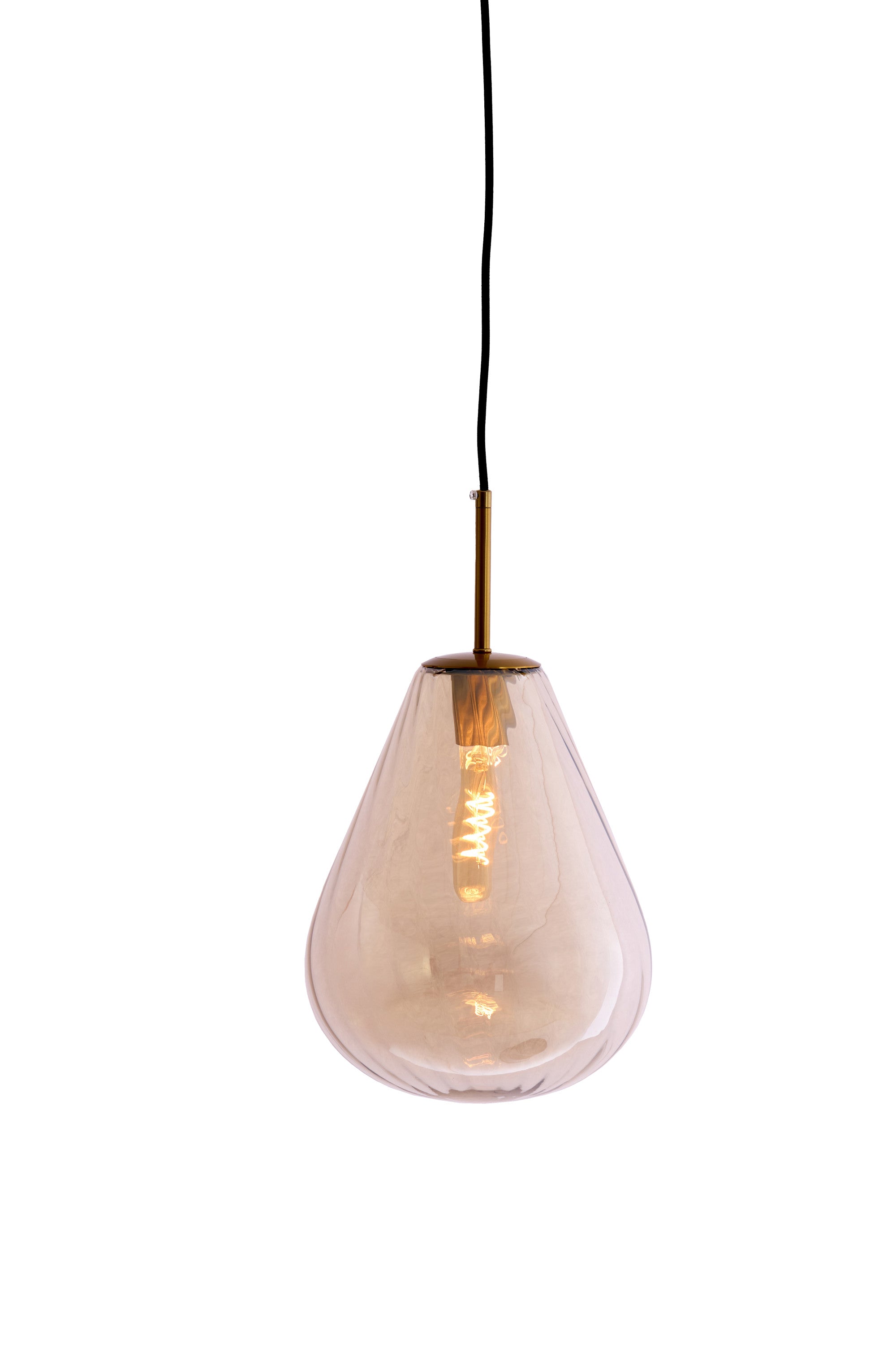 Leona Antique Bronze & Amber Glass Pendant Light 25cm