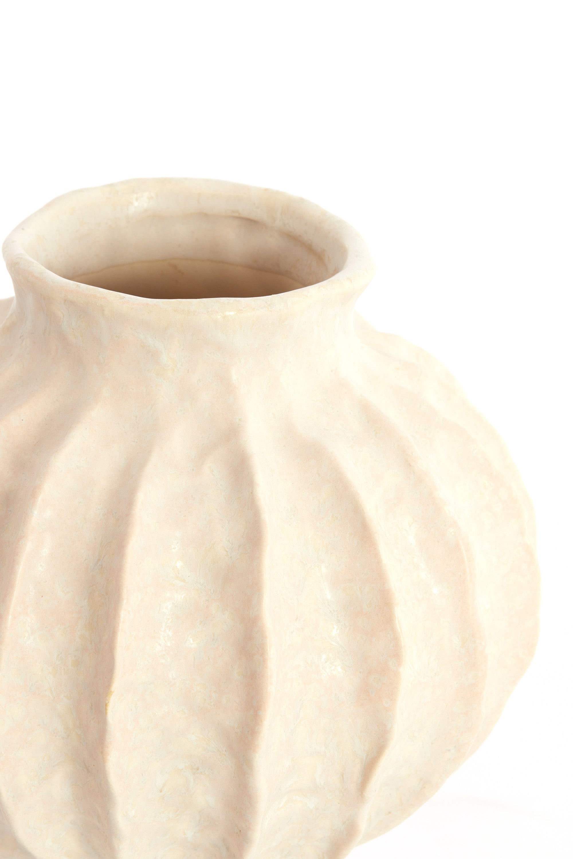 Hakone Cream Ribbed Ceramic Vase