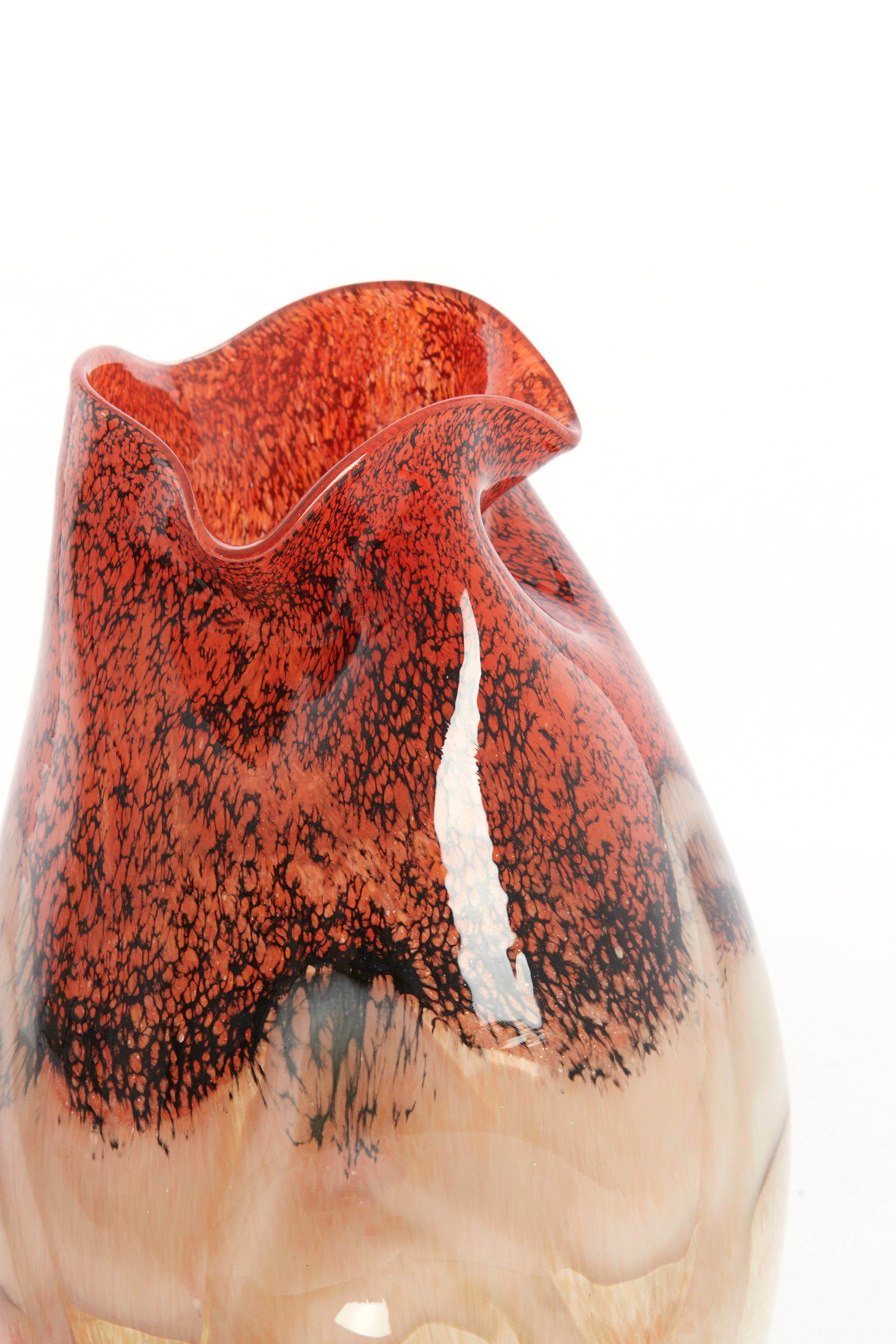 Jorien Red & Taupe Glass Vase 32cm