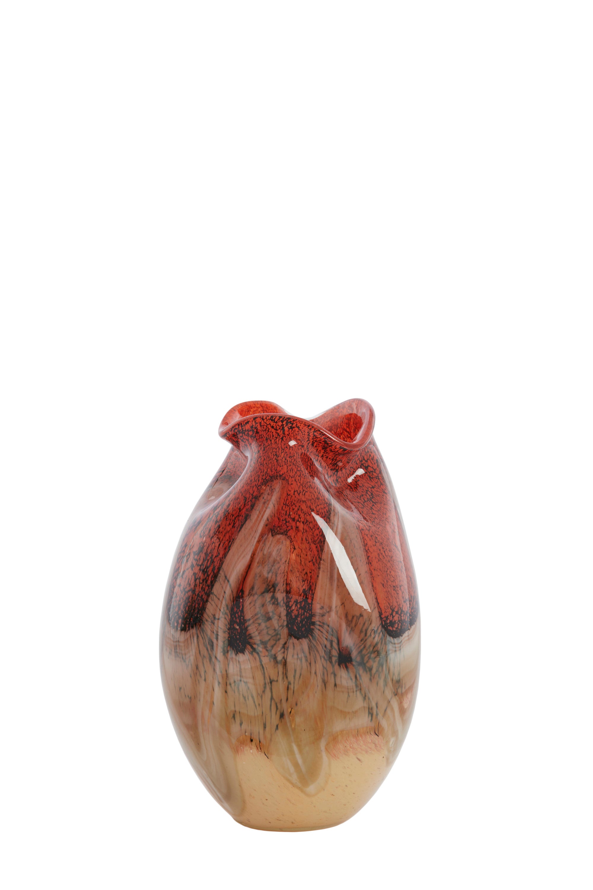 Jorien Red & Taupe Glass Vase 25cm