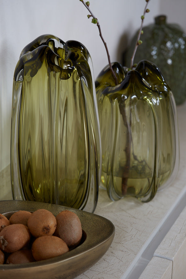 Murela Olive Green Glass Vase 38cm