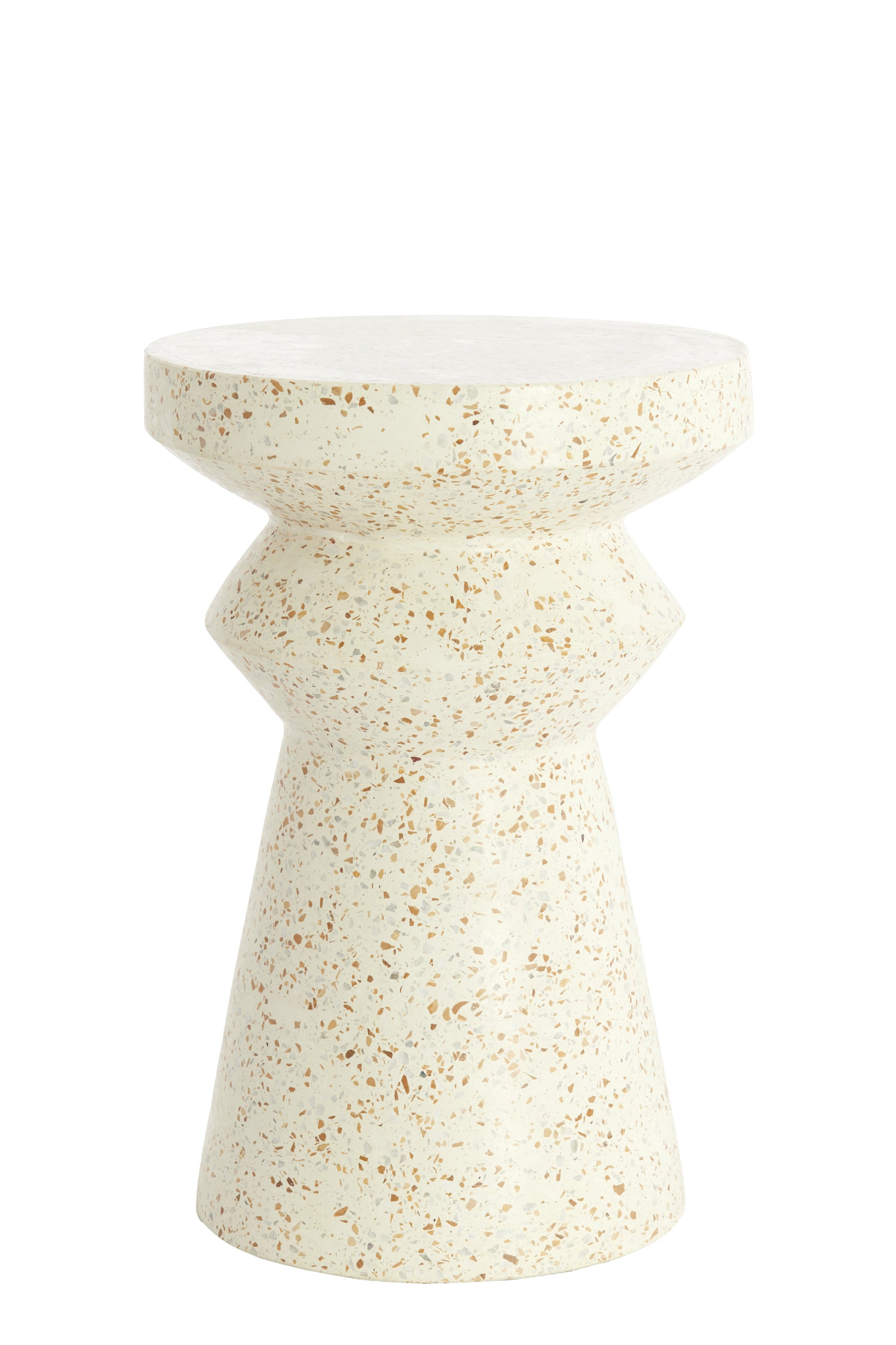 Sella Cream Terrazzo Geometric Round Side Table