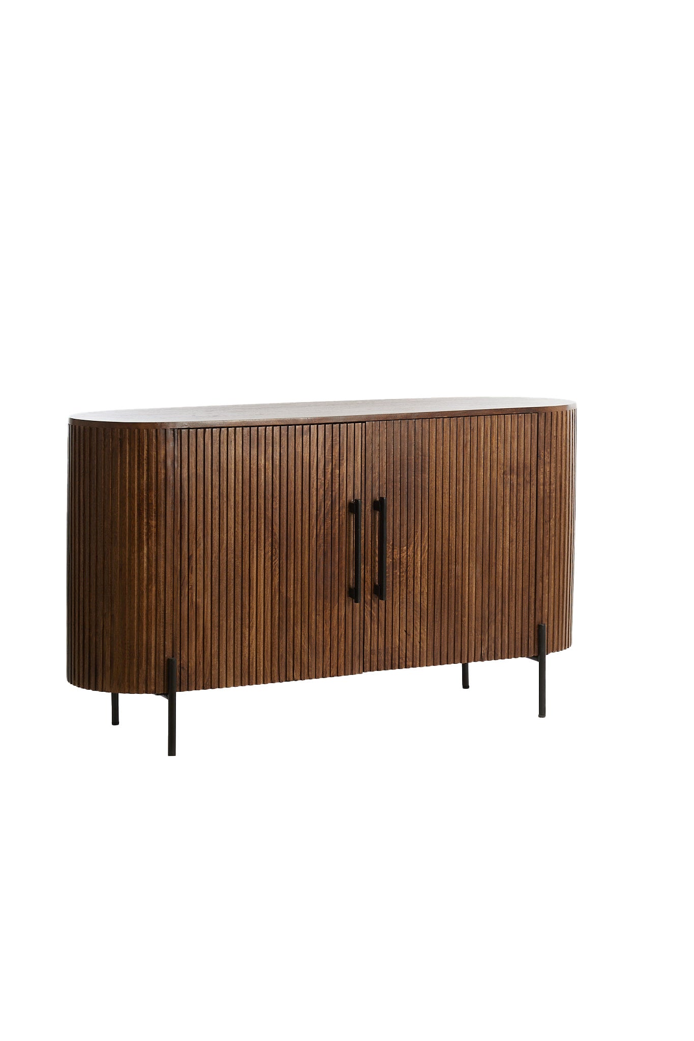Dumosi Dark Brown Wood Slatted Sideboard