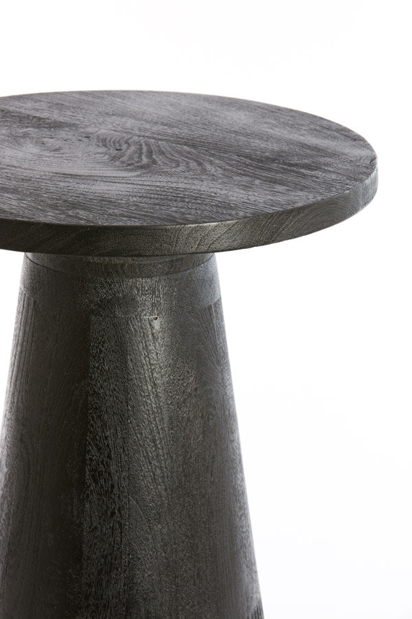 Paxos Matt Black Wood Round Side Table