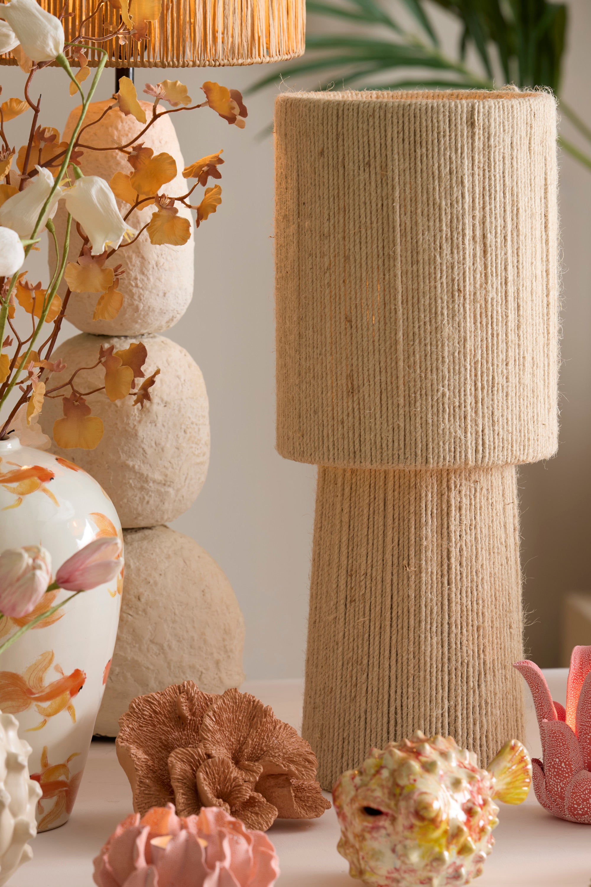 Pitino Cream Jute Table Lamp 54.5cm