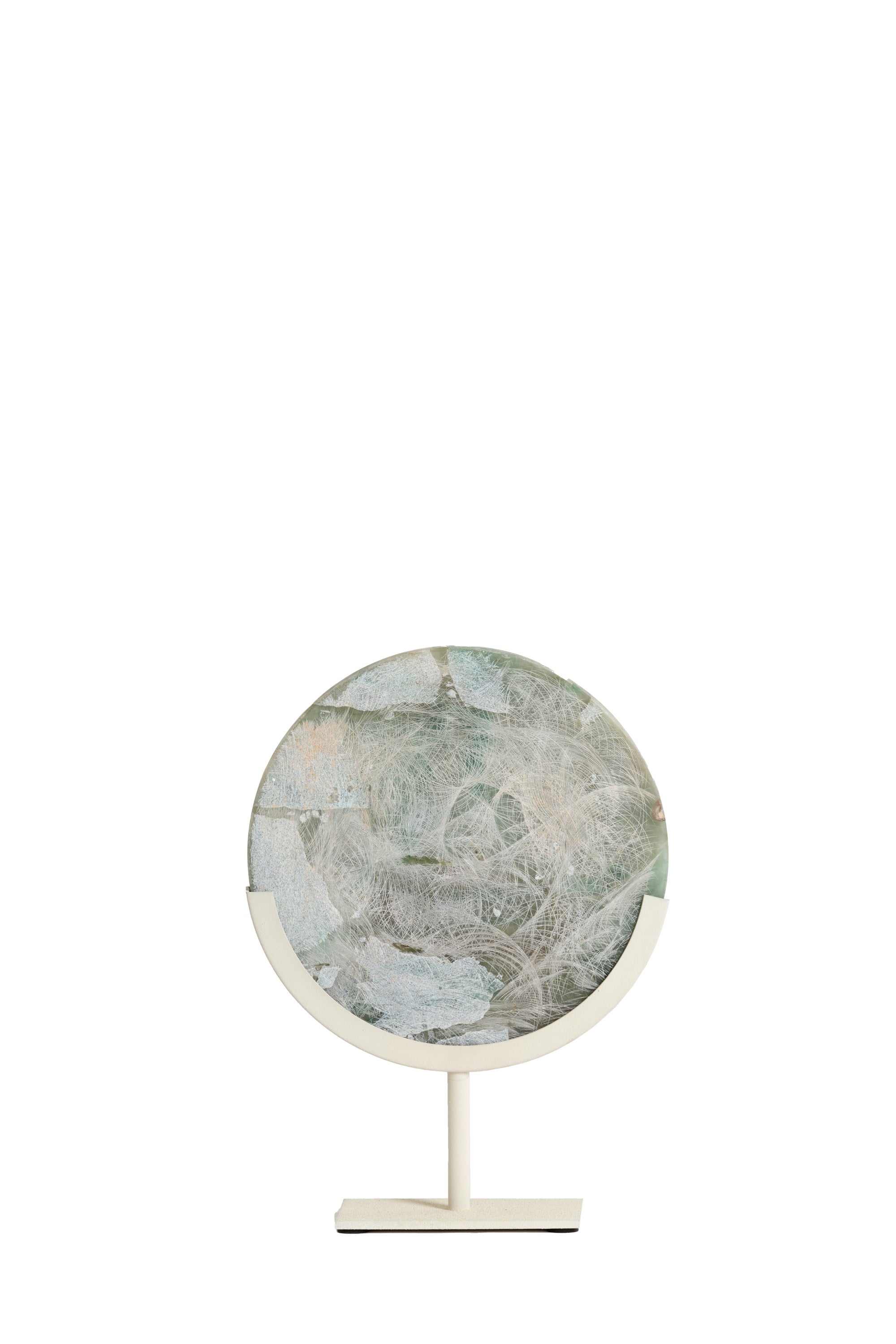 Gouya Green & Cream Agate Ornament on Stand 35cm