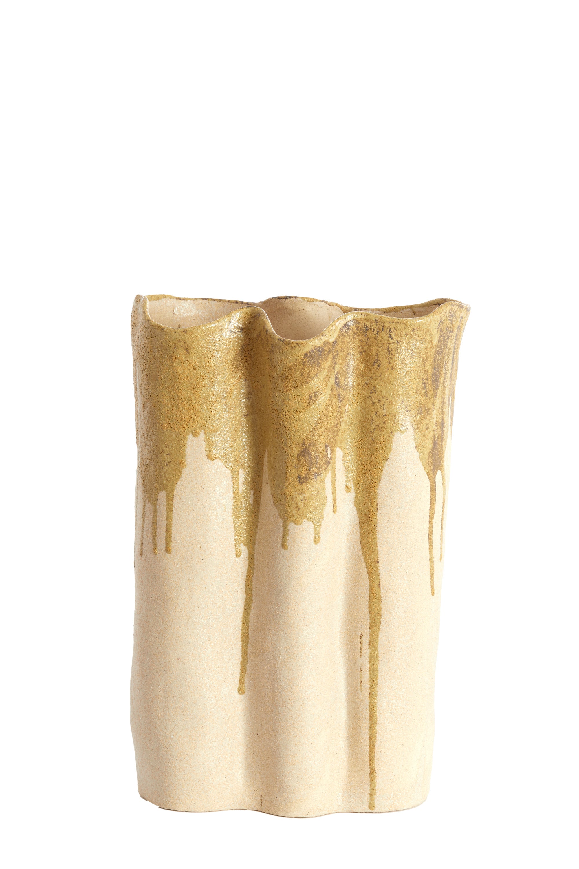 Flovilla Cream & Olive Green Ceramic Vase 40cm
