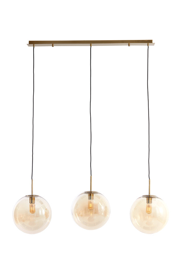 Medina Amber Glass & Gold 3 Light Pendant Light