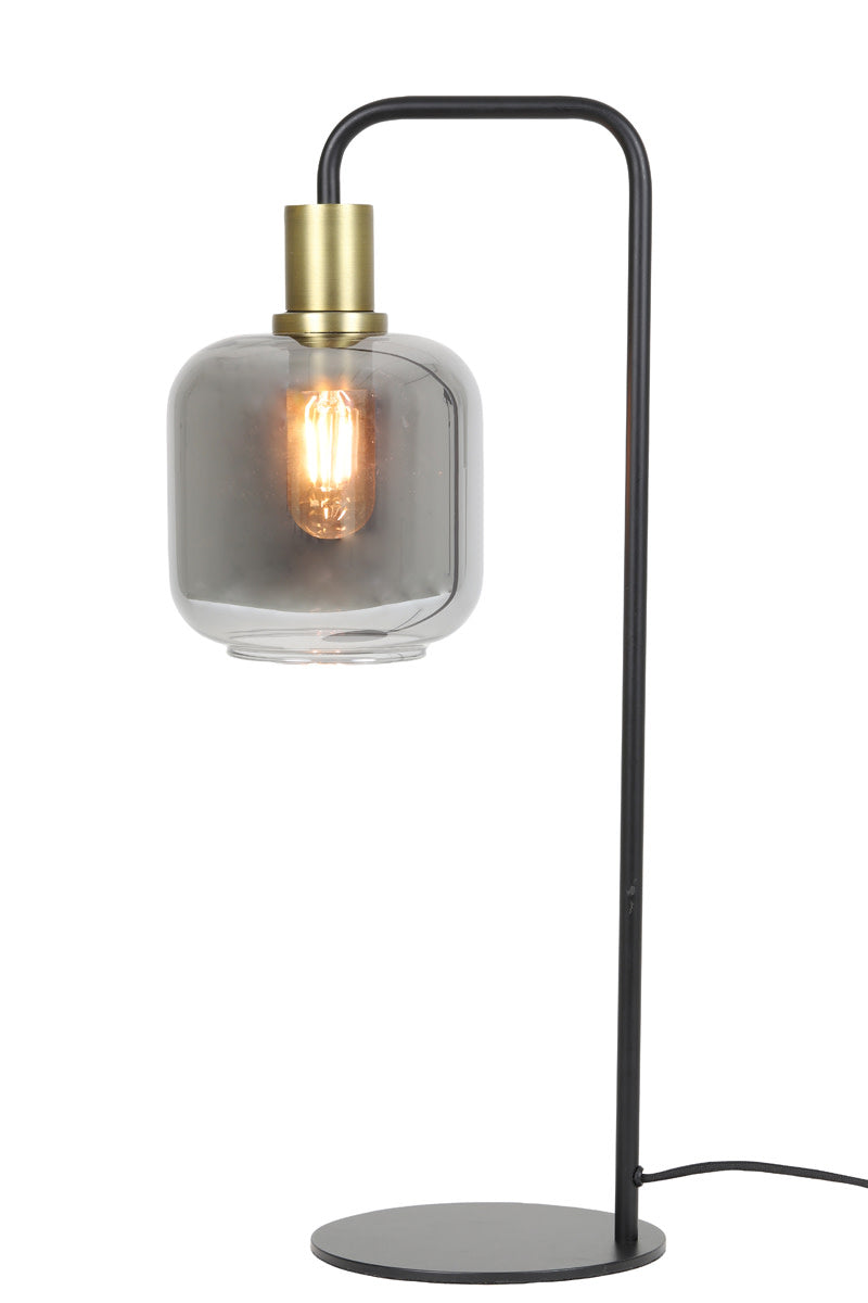Lekar Antique Bronze & Smoked Glass Table Lamp