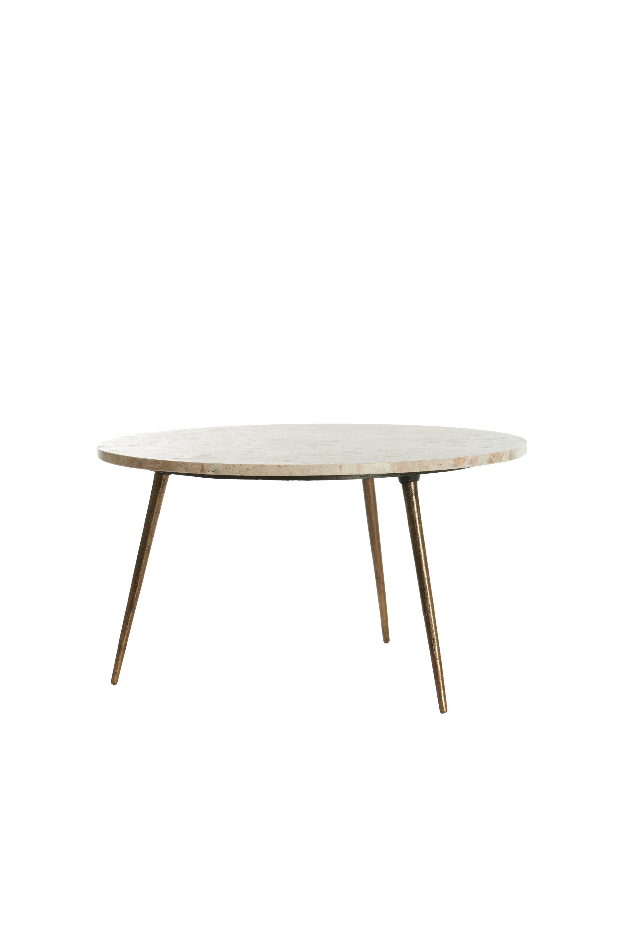 Zeca Taupe Marble & Brown Bronze Round Side Table 37cm