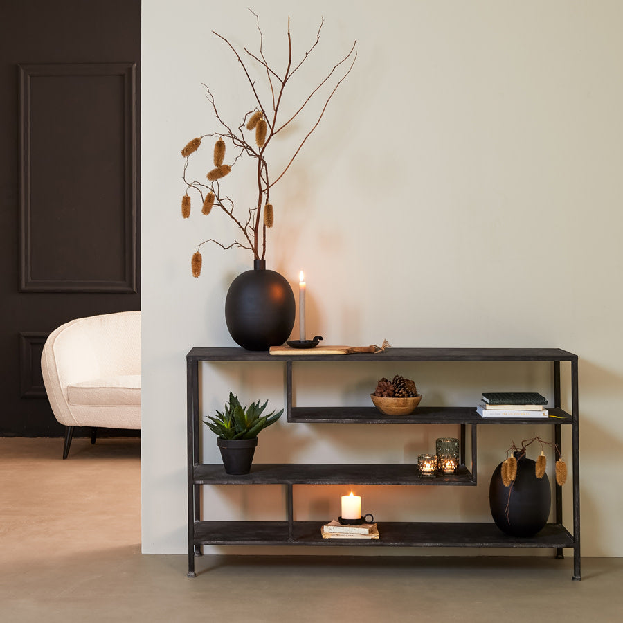 Ylaya Antique Black Metal Console Table