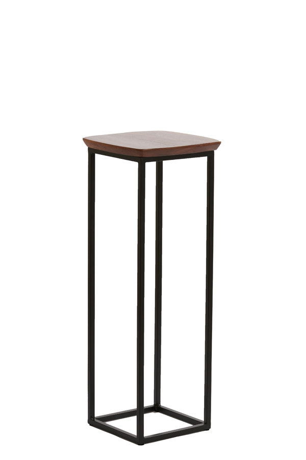 Quenza Set of 2 Brown Acacia Wood & Black Plinths