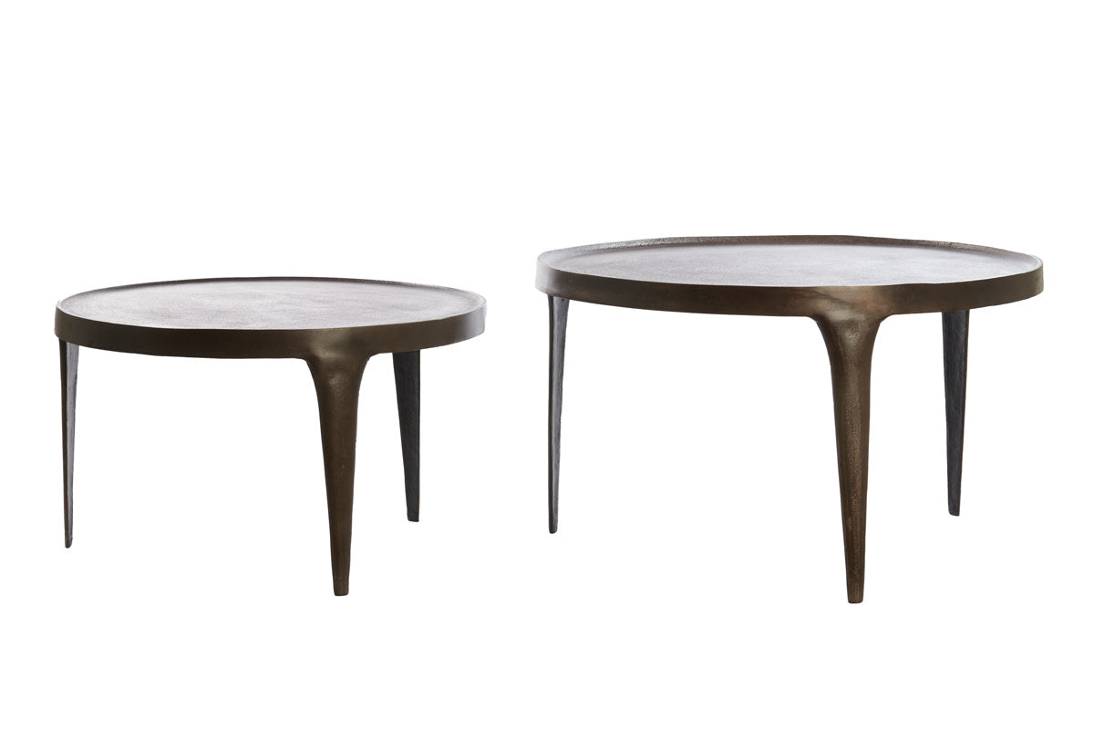 Tobias Set of 2 Dark Brown Metal Round Coffee Tables