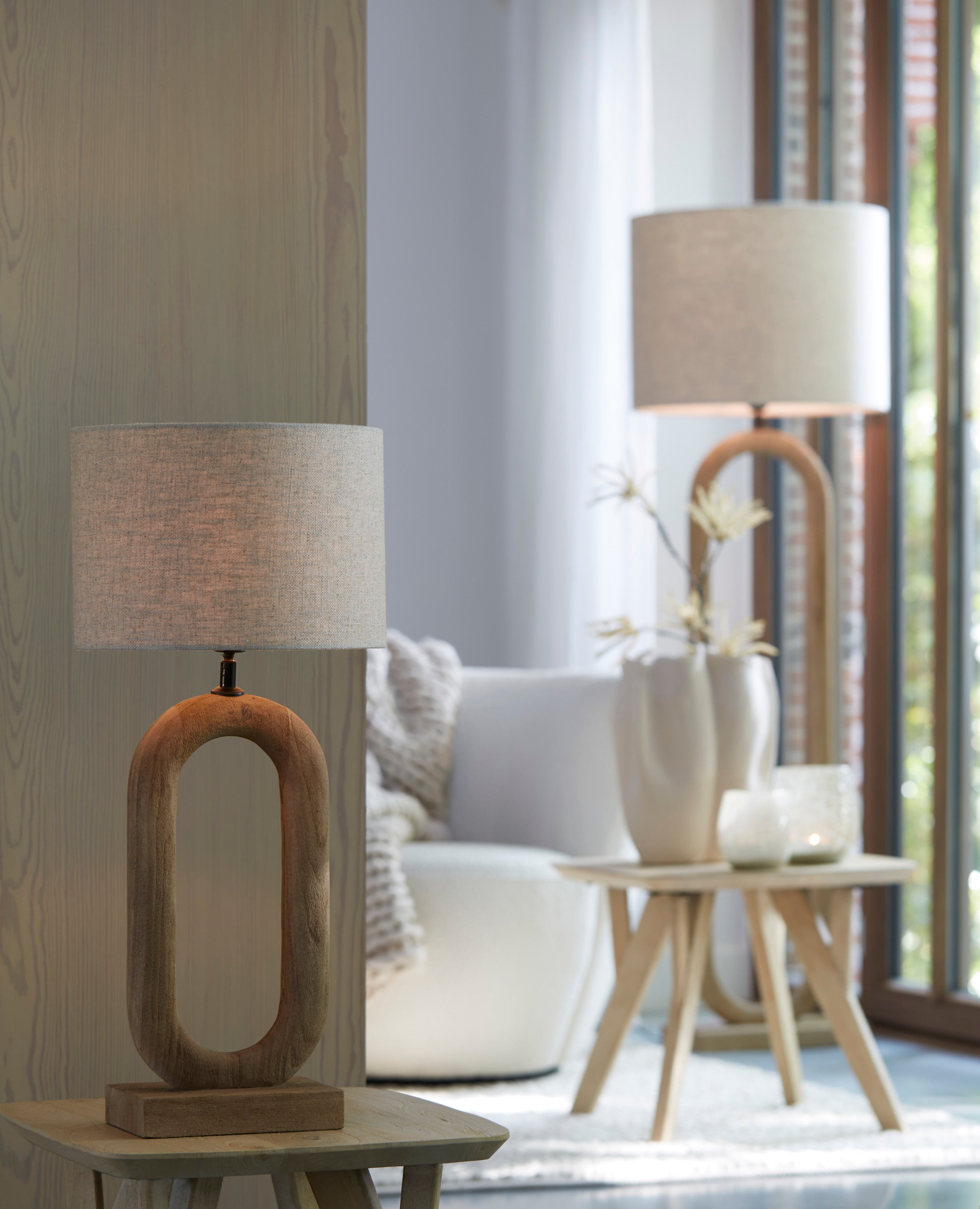 Paceco Matt Natural Wood Table Lamp Base 44cm