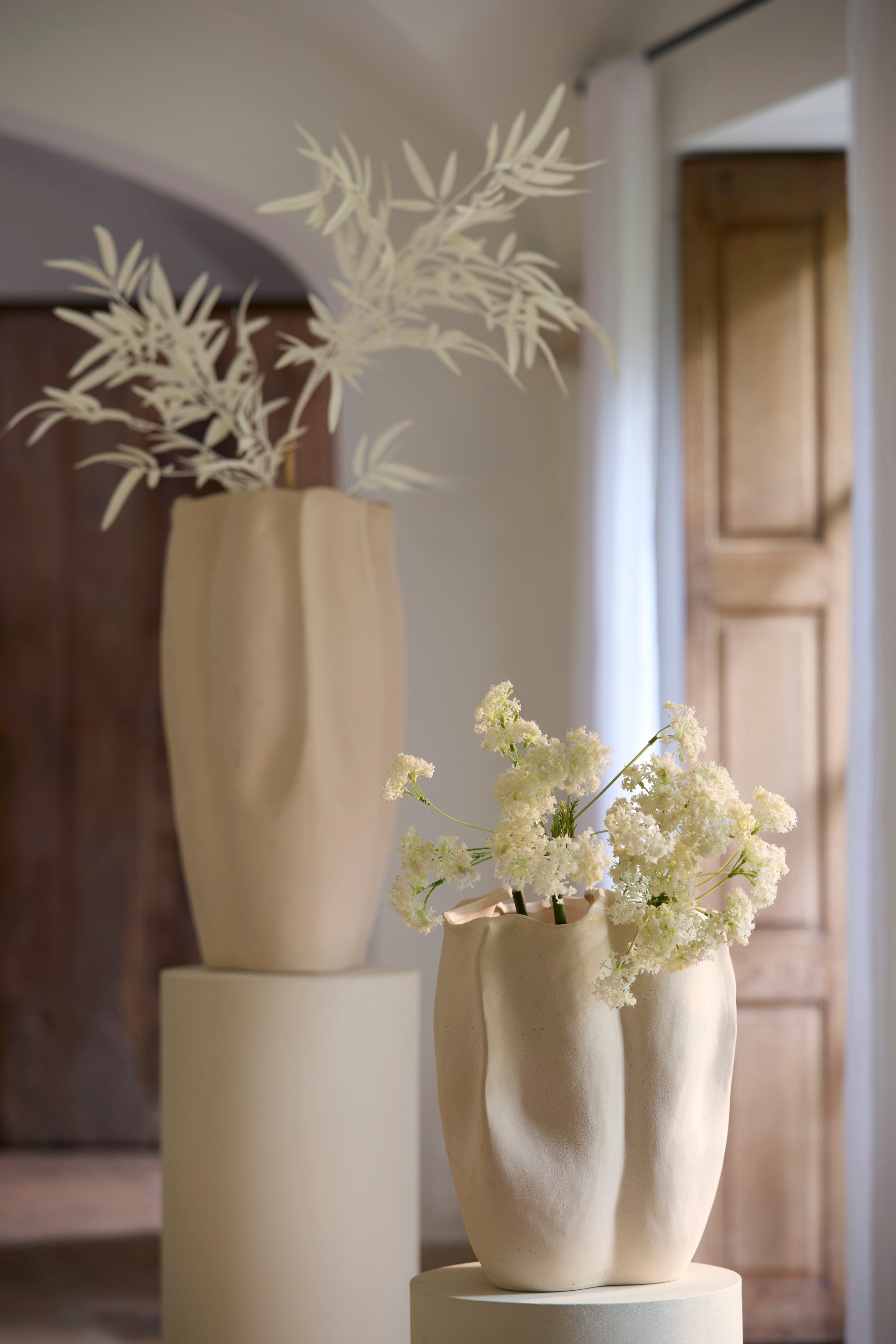 Sanguli Cream Ceramic Vase 36.5cm