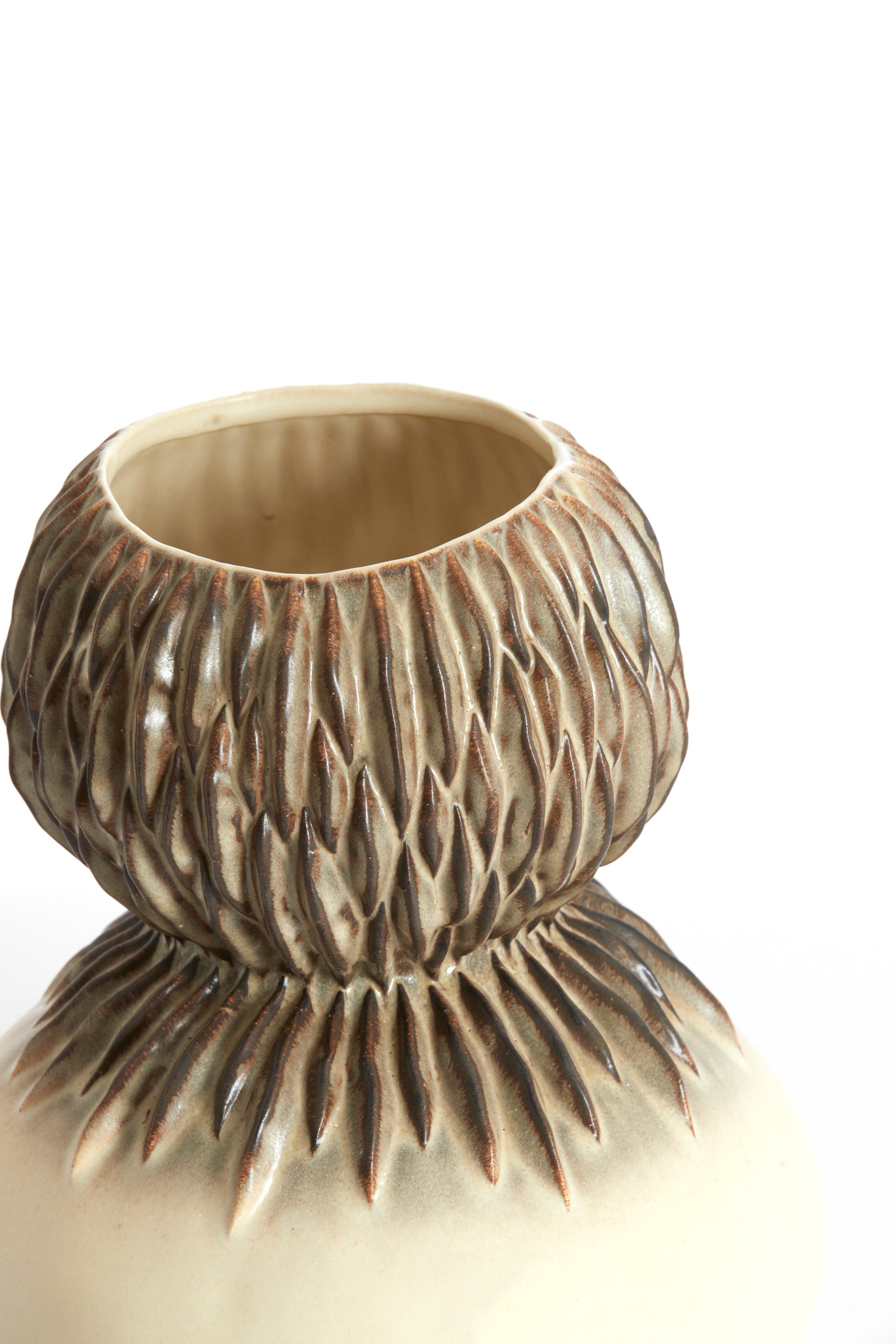 Avera Cream/Brown Ceramic Vase 33cm