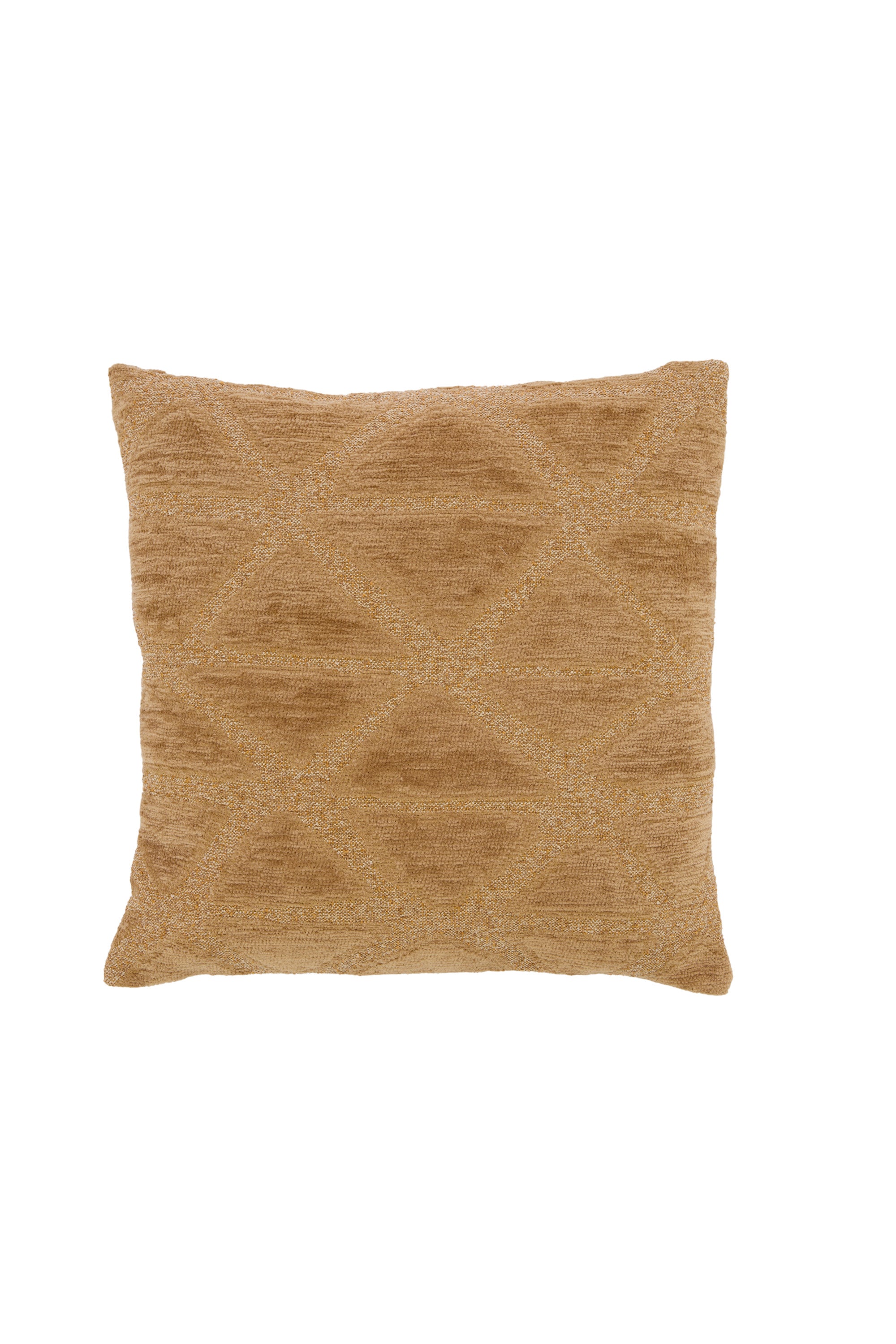 Muncie Ochre Yellow Geometric Feather Filled Square Cushion 45x45cm