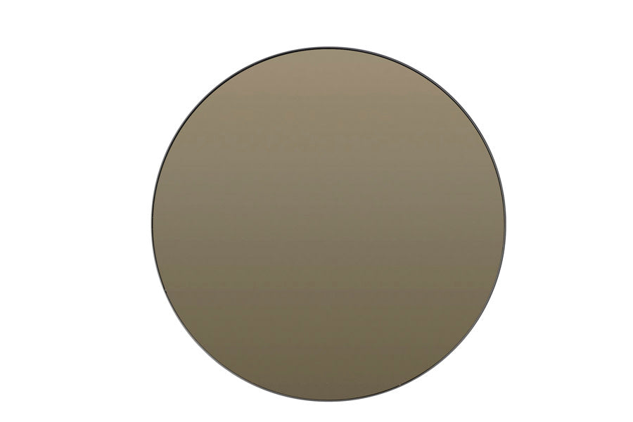 Espejo Smoked Glass & Black Round Wall Mirror 96cm