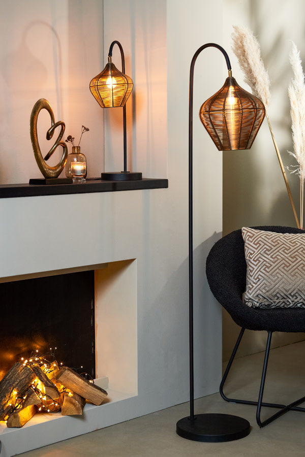 Alvaro Antique Bronze & Matt Black Metal Floor Lamp