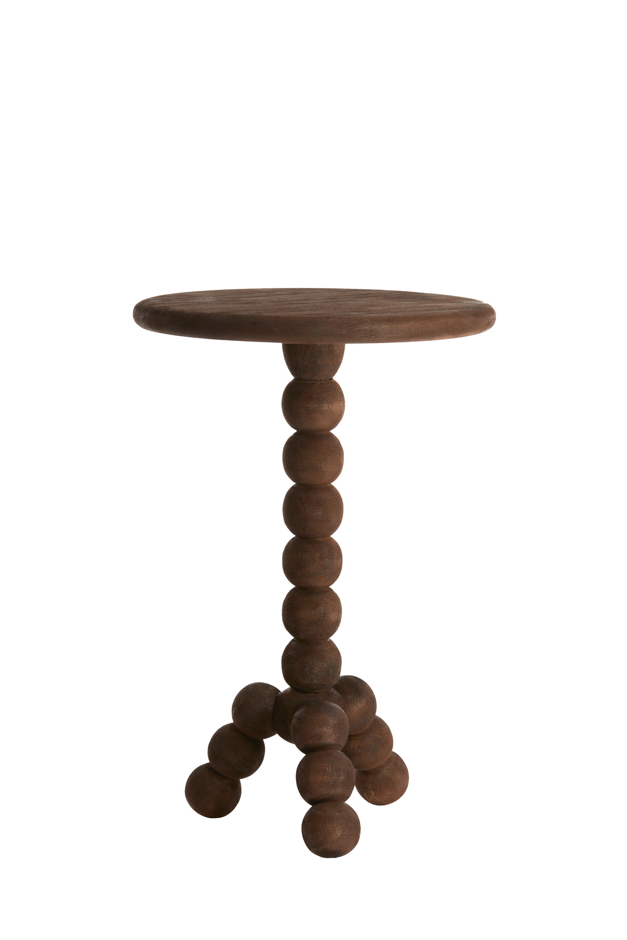 Veglio Matt Dark Brown Wood Round Side Table