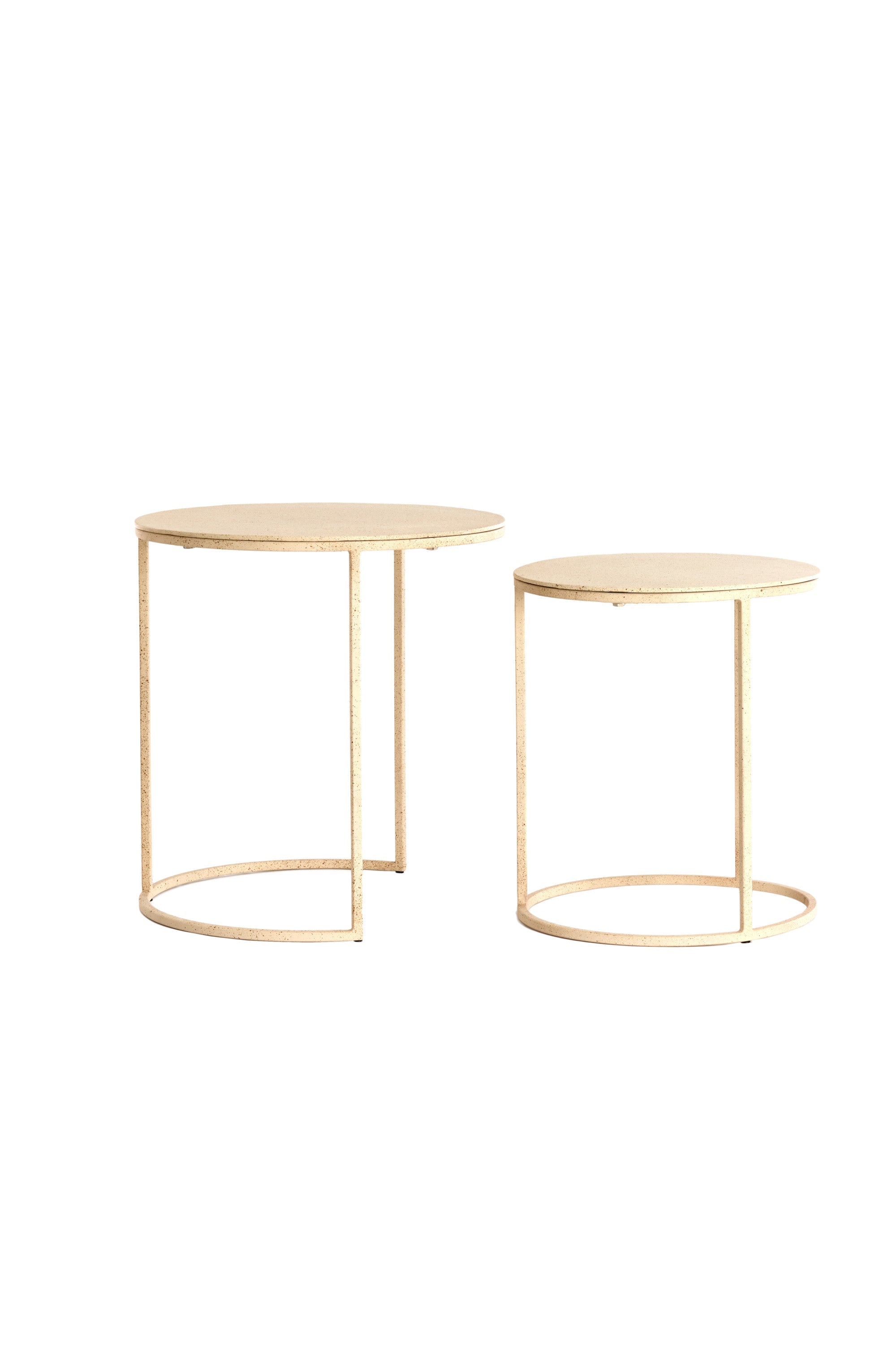 Sadar Set of 2 Sand & Light Brown Spotted Metal Round Side Tables Nest