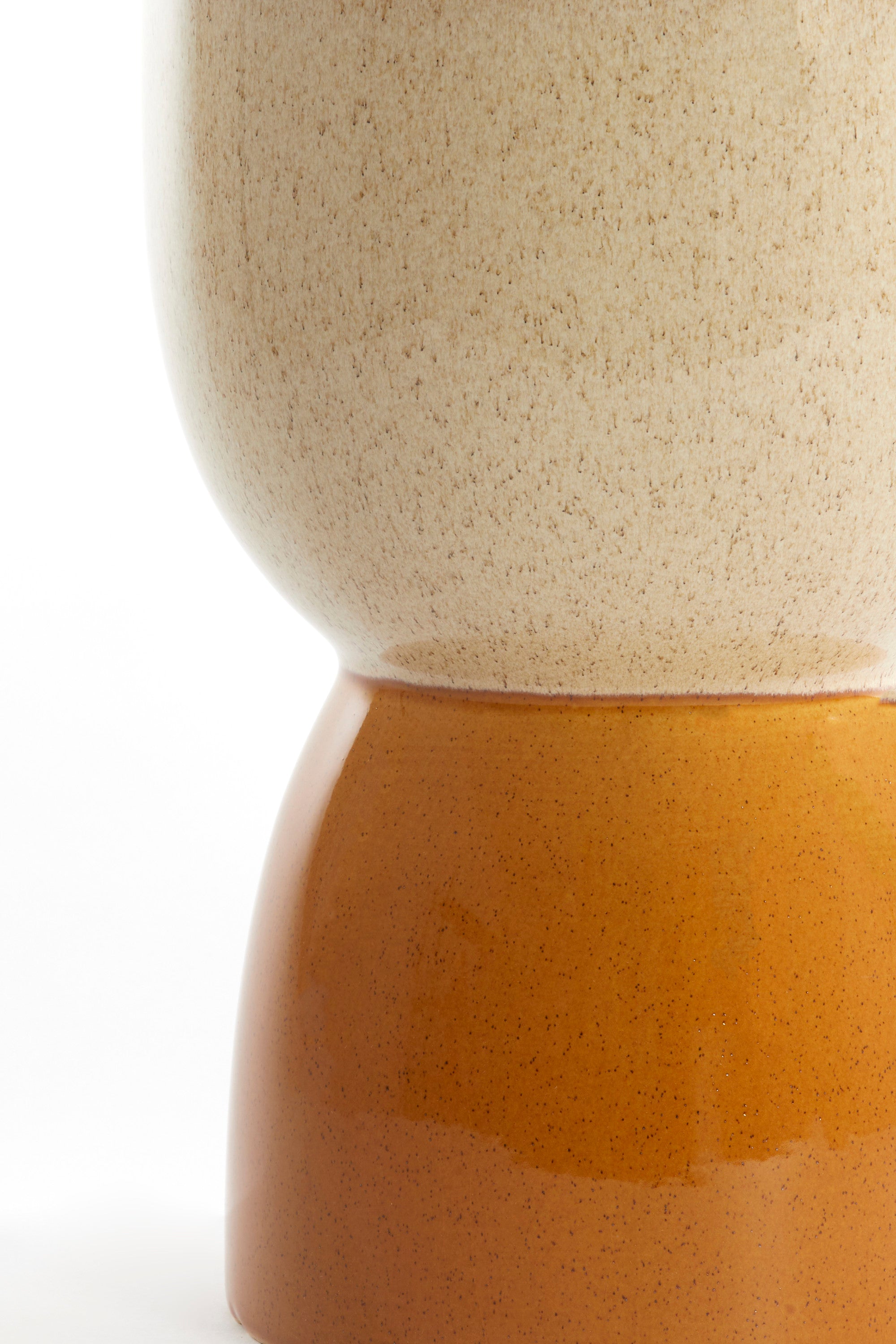 Finca Gloss Cream & Ochre Ceramic Round Side Table