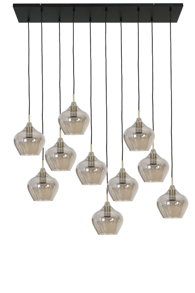 Rakel Antique Bronze & Smoked Glass 10 Light Pendant Light