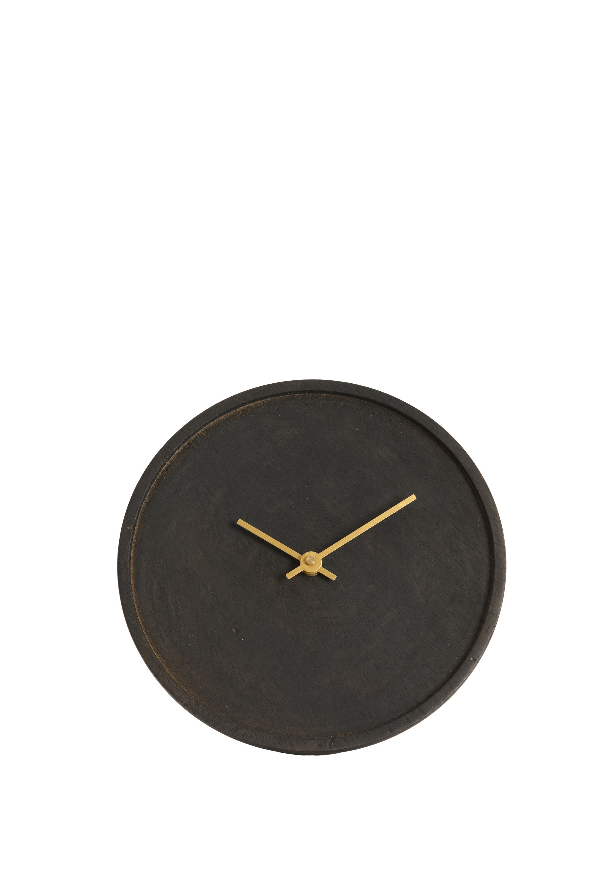 Veti Dark Brown Mango Wood & Gold Table Clock 20cm