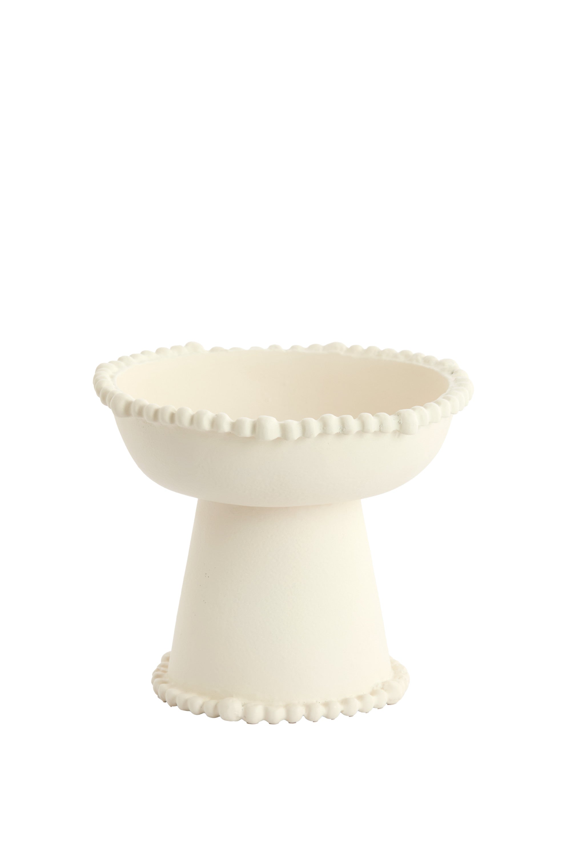 Oto Cream Metal Decorative Bowl on Stand 20.5cm
