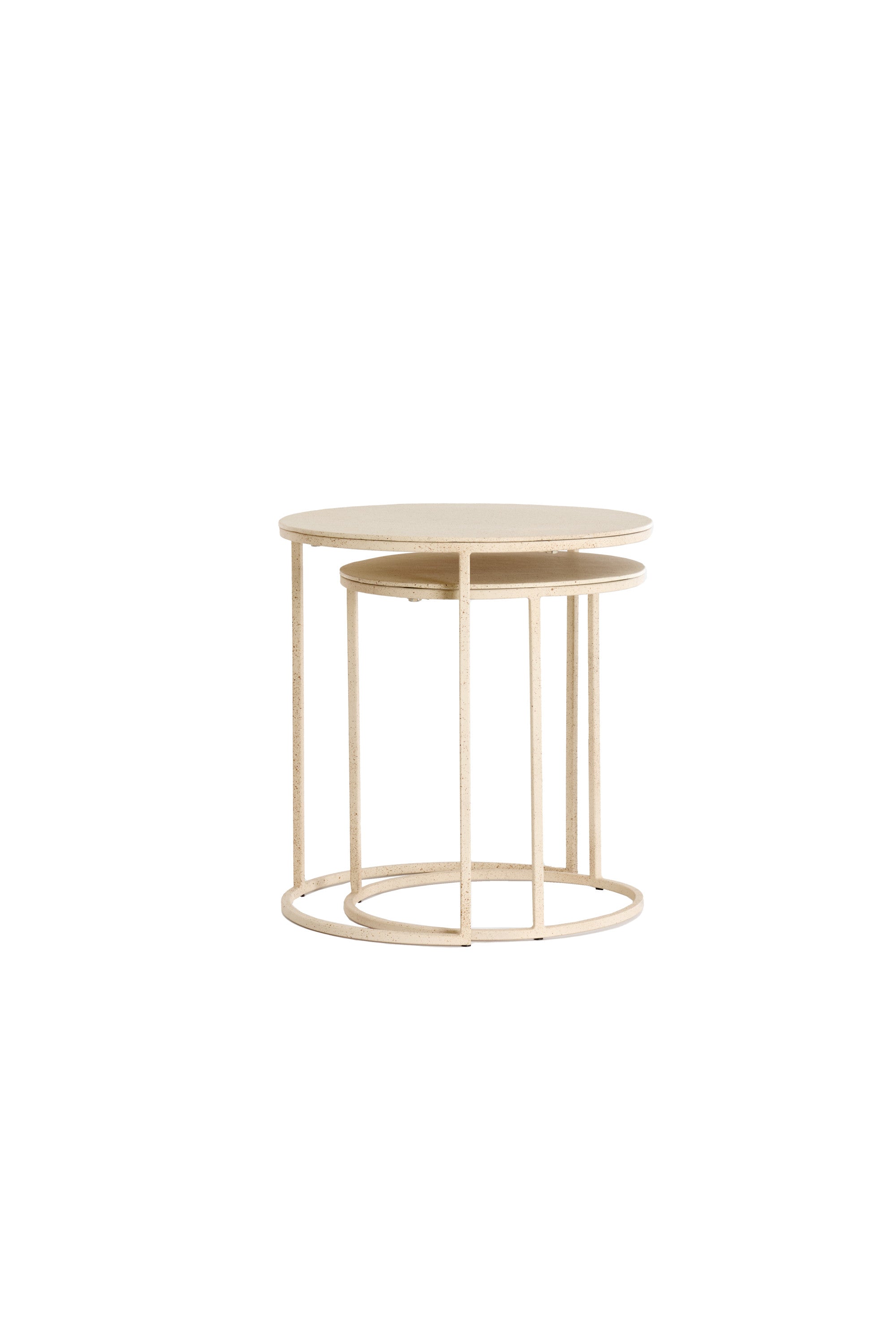 Sadar Set of 2 Sand & Light Brown Spotted Metal Round Side Tables Nest