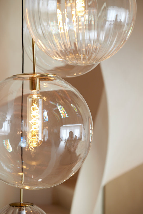 Medina Antique Bronze & Clear Glass Pendant Light 40cm