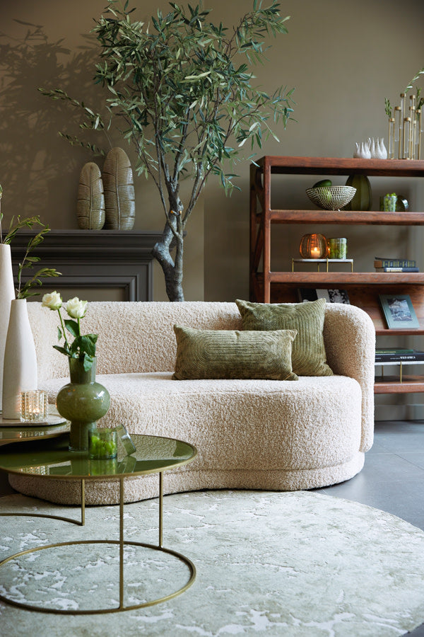 Sjors Olive Green & Light Grey Round Rug 200cm