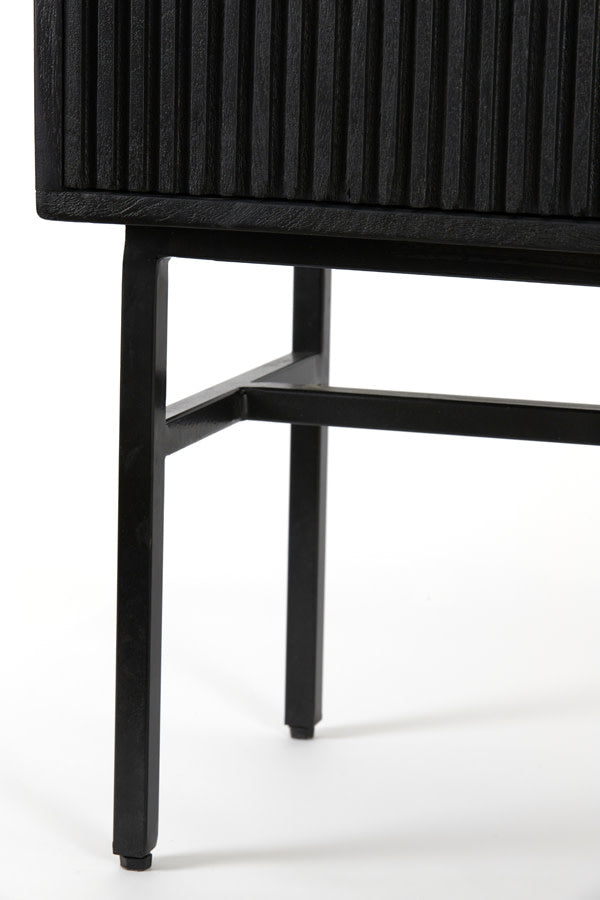 Abage Black Wood Storage Cabinet 180cm