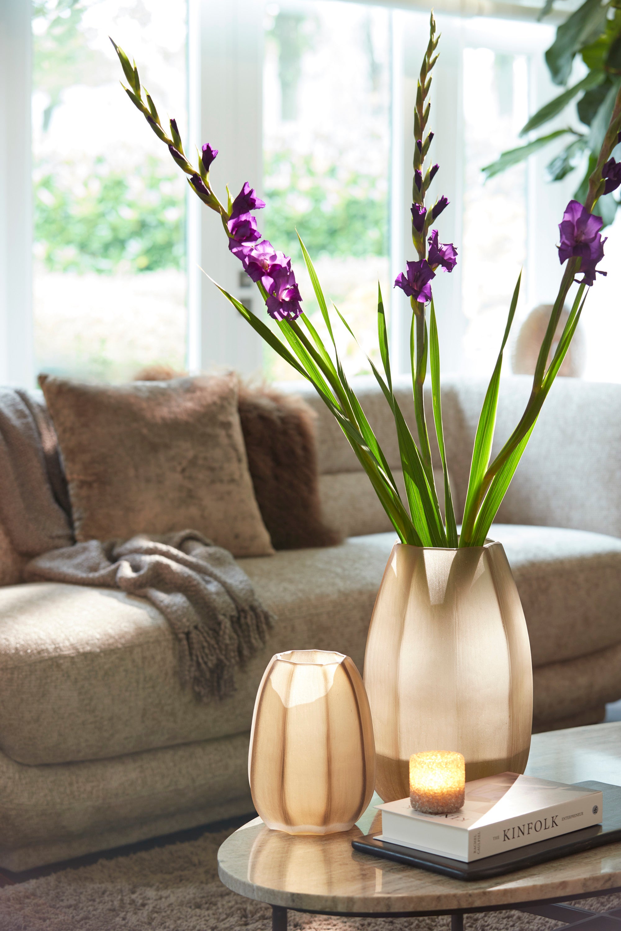 Bradley Light Brown Glass Vase 38cm