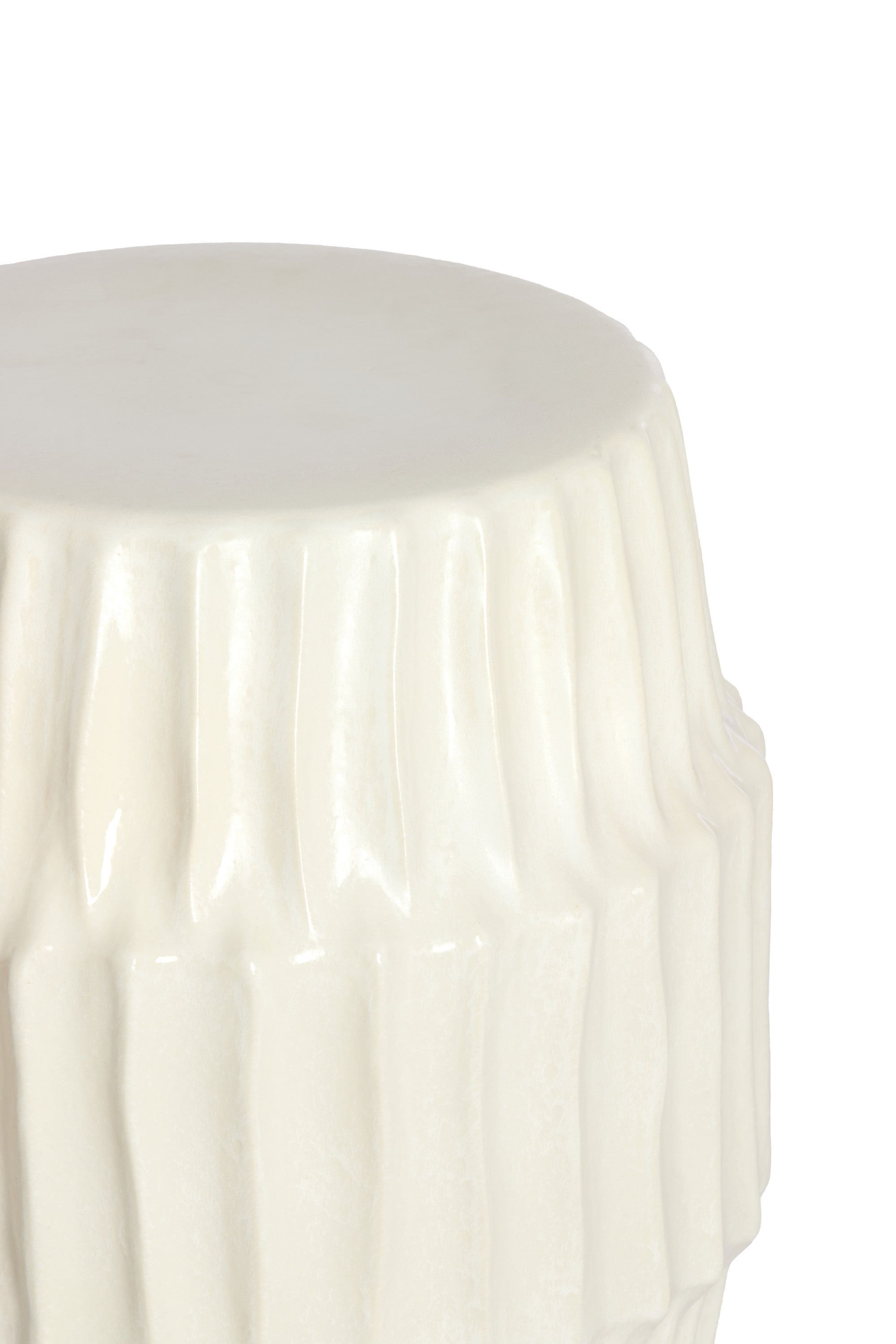 Isili Matt White Ribbed Ceramic Round Side Table