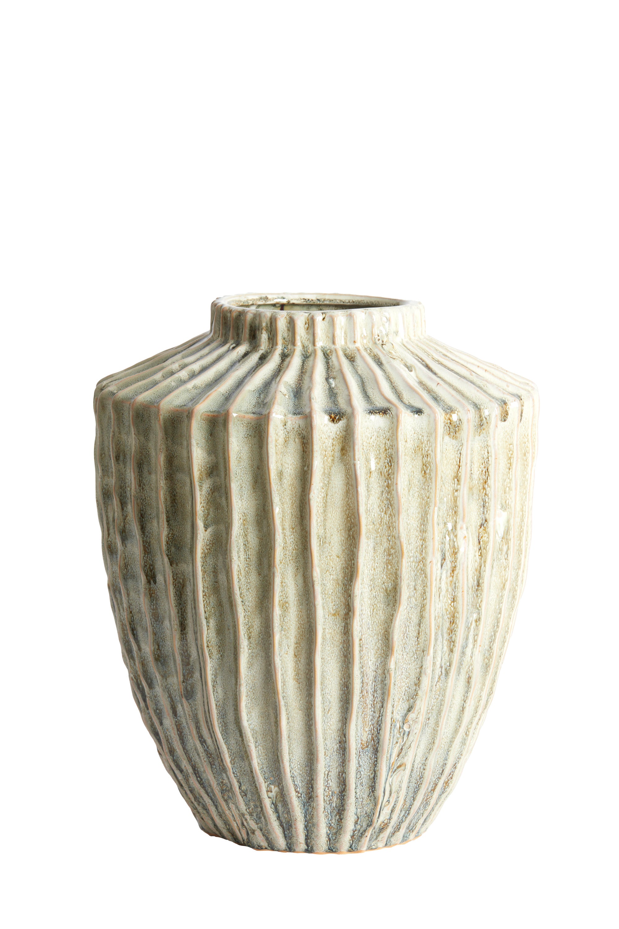 Talea Olive Green/Cream Ceramic Vase 40cm